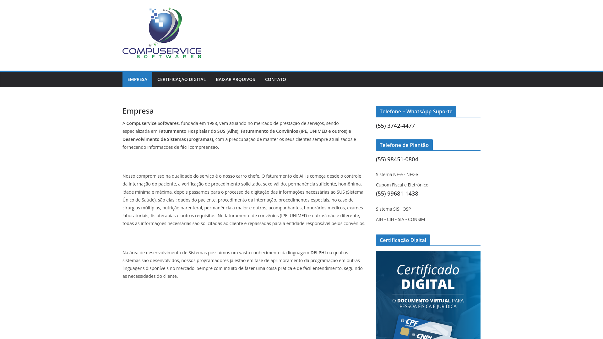 website screenshot of https://compuserviceonline.com.br