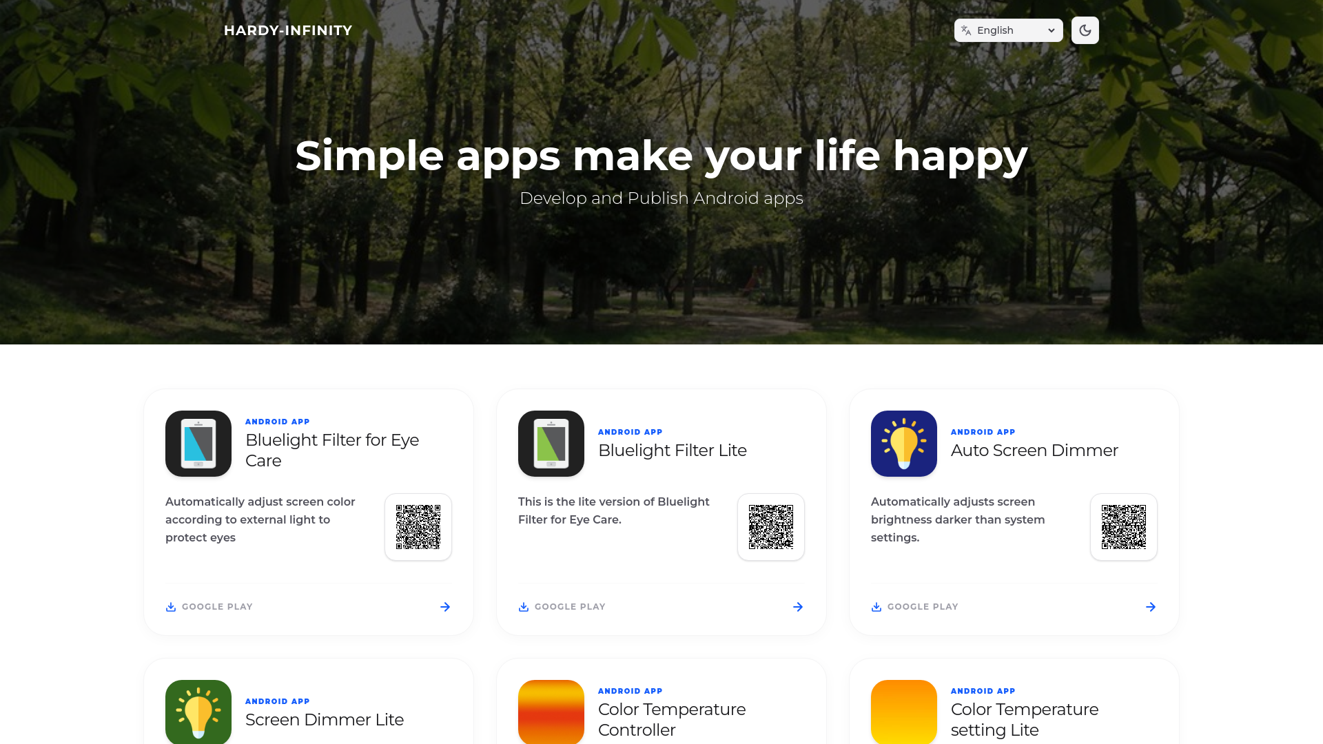 website screenshot of https://hardy-infinity.com/