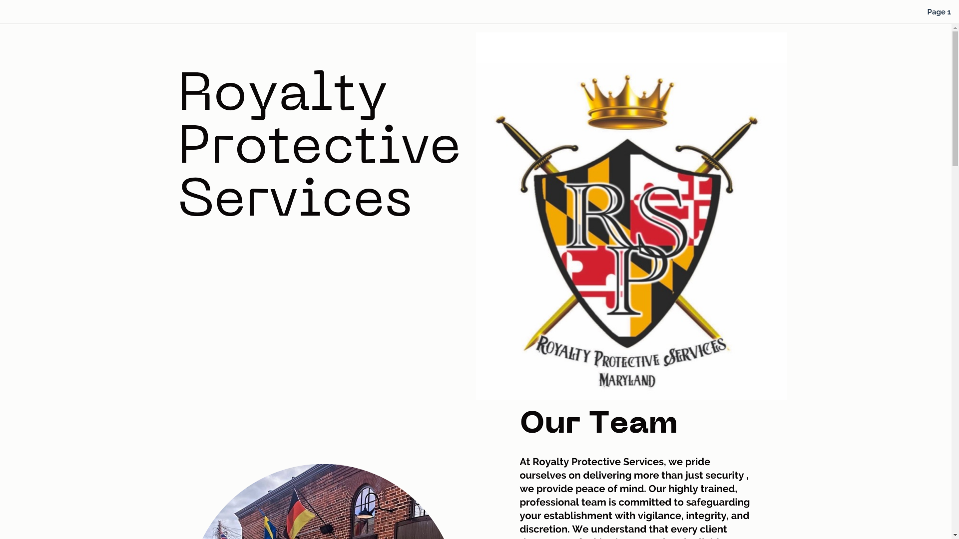 website screenshot of https://royaltyprotectiveservices.com/