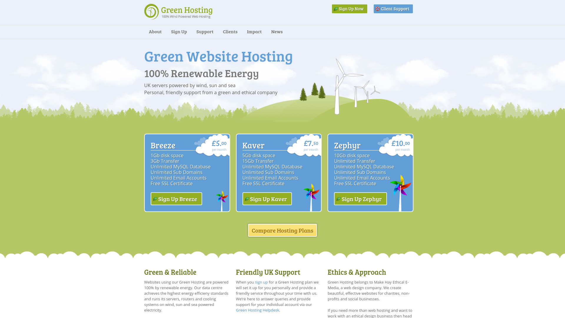 website screenshot of https://green-hosting.host