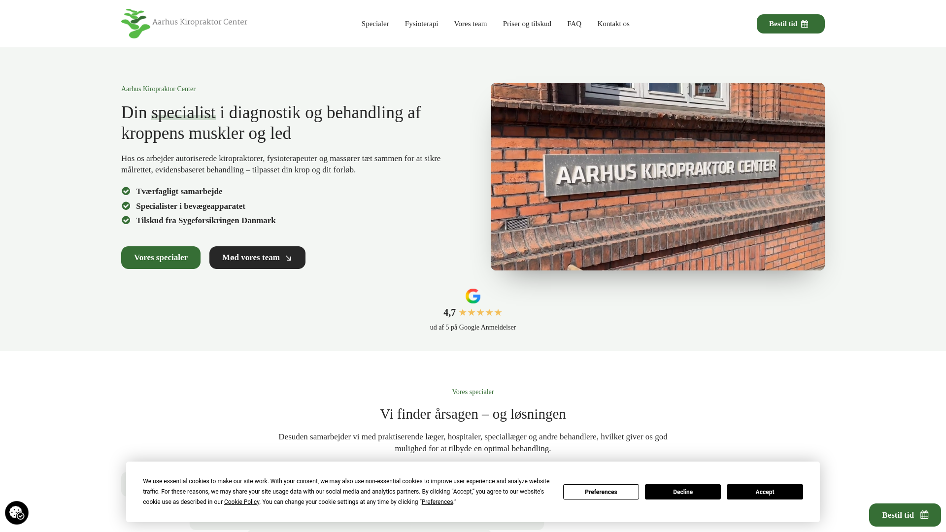 website screenshot of https://kiropraktor-aarhus.dk/