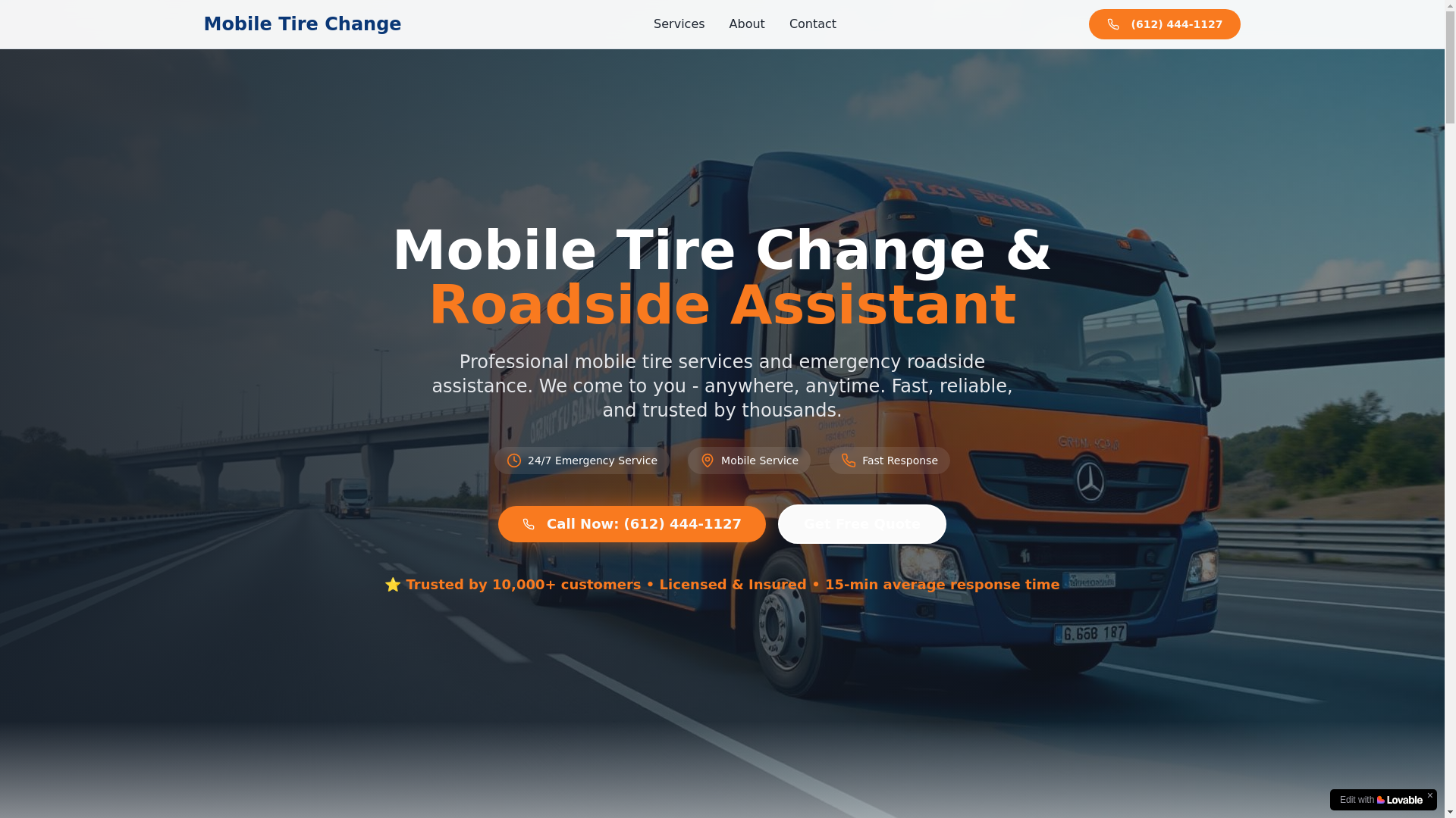 website screenshot of https://mobiletirechangeroadsideassistant.com/