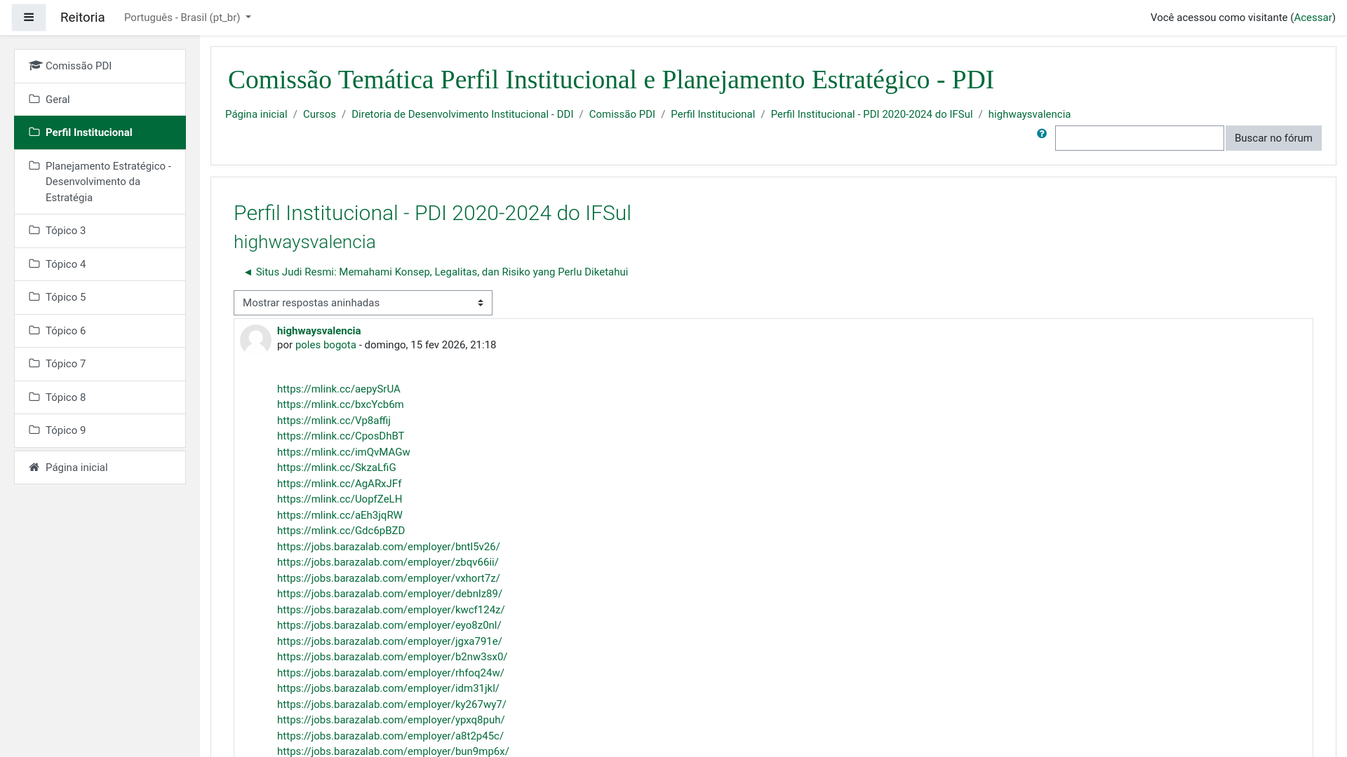 website screenshot of https://ava.ifsul.edu.br/reitoria/mod/forum/discuss.php?d=45818