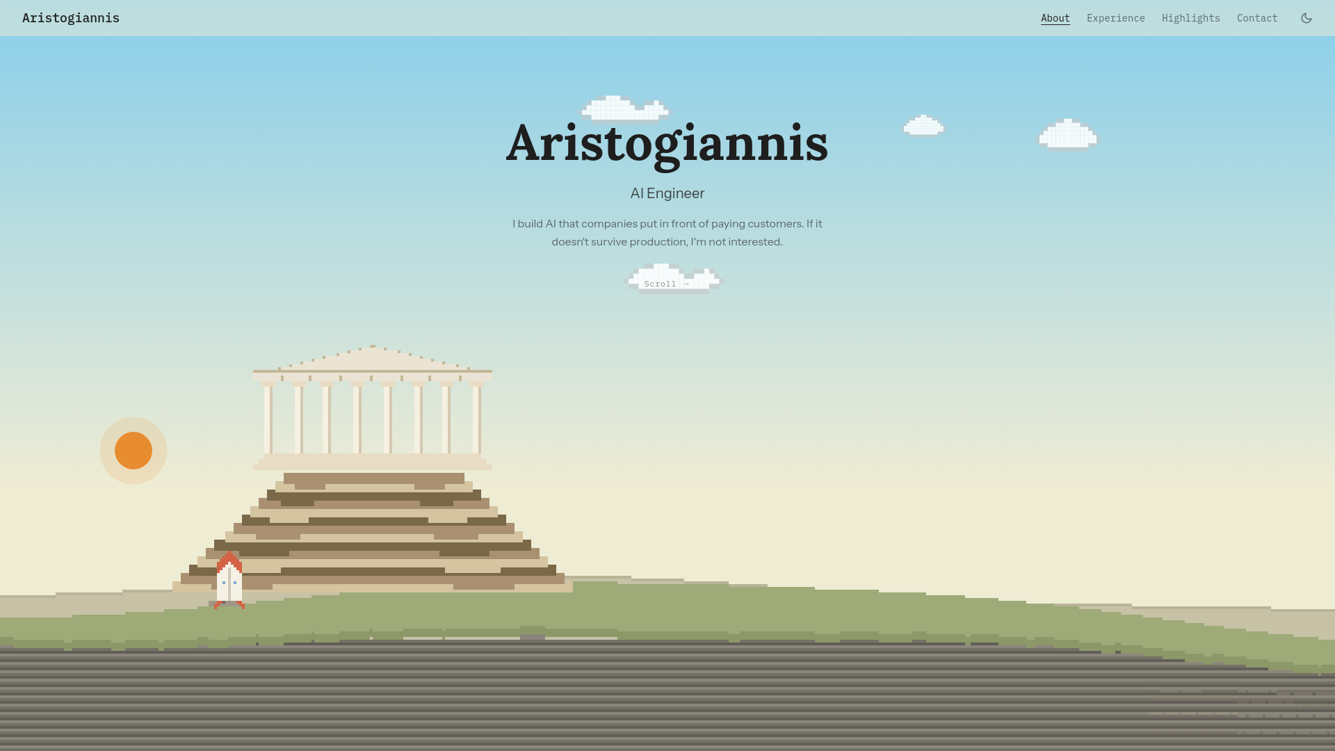 website screenshot of https://aristogiannis.com/