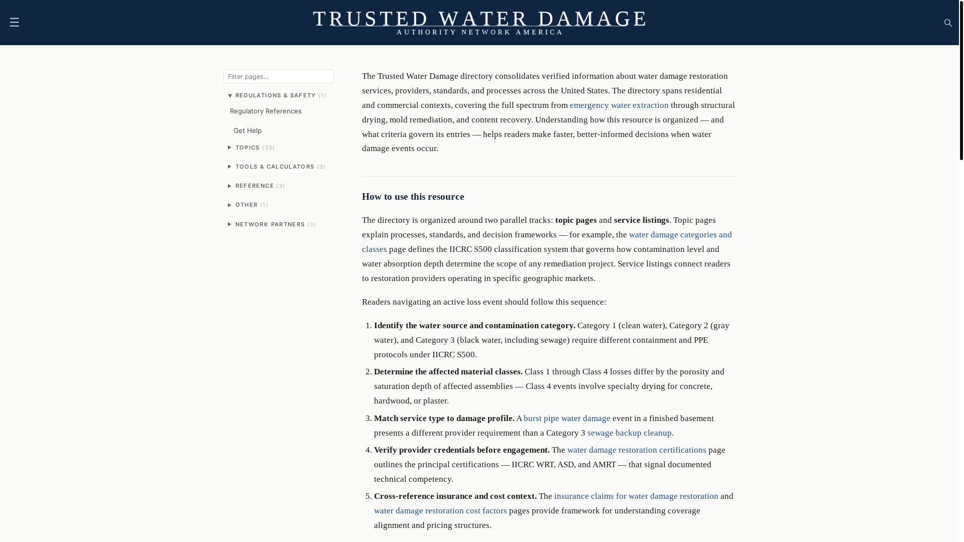 website screenshot of https://trustedwaterdamage.com/