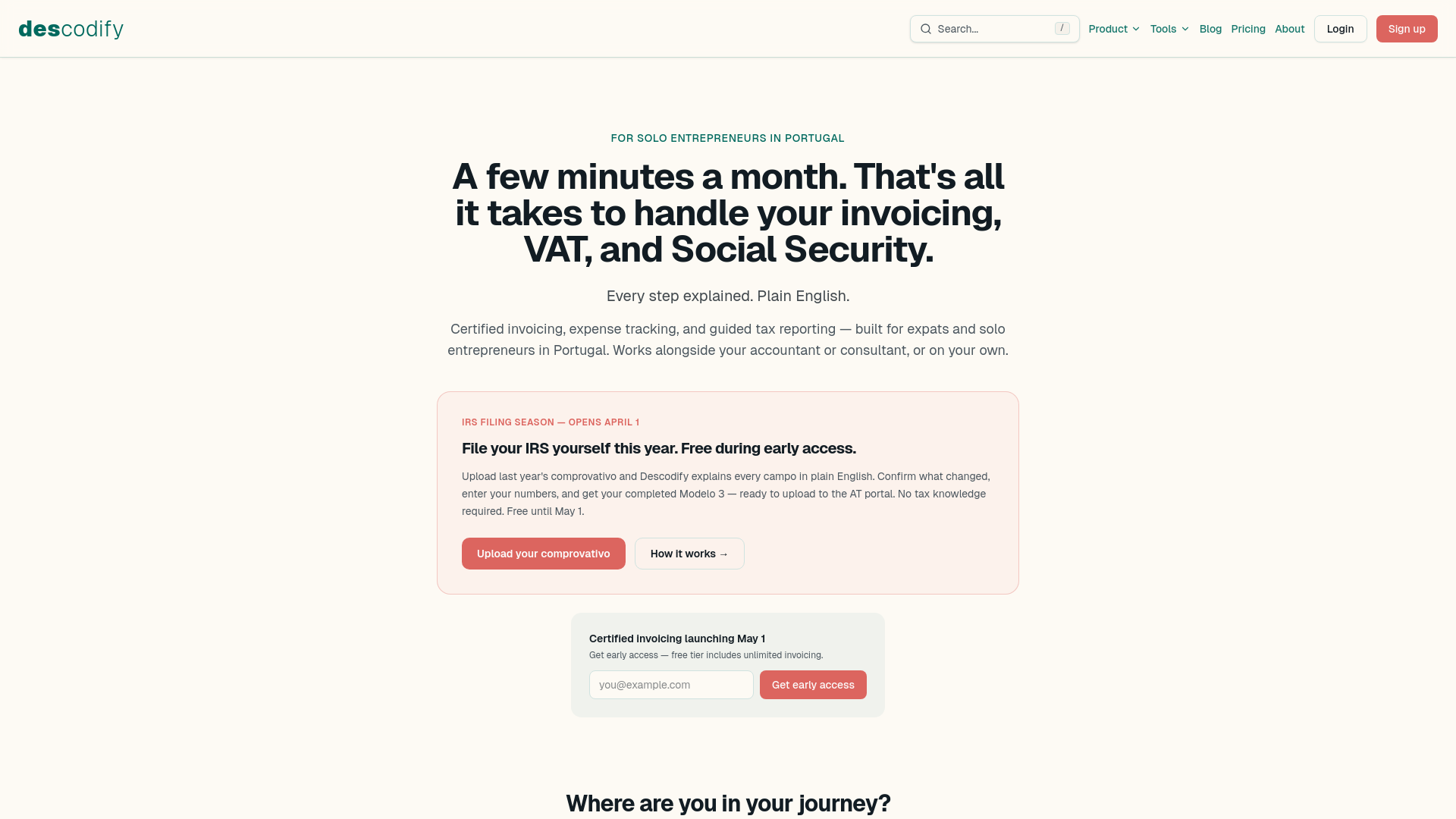 website screenshot of https://descodify.pt
