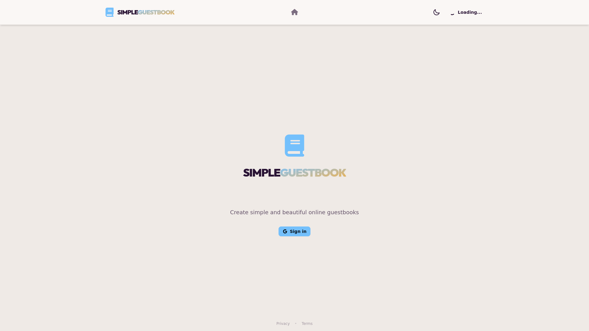 website screenshot of https://simpleguestbook.com