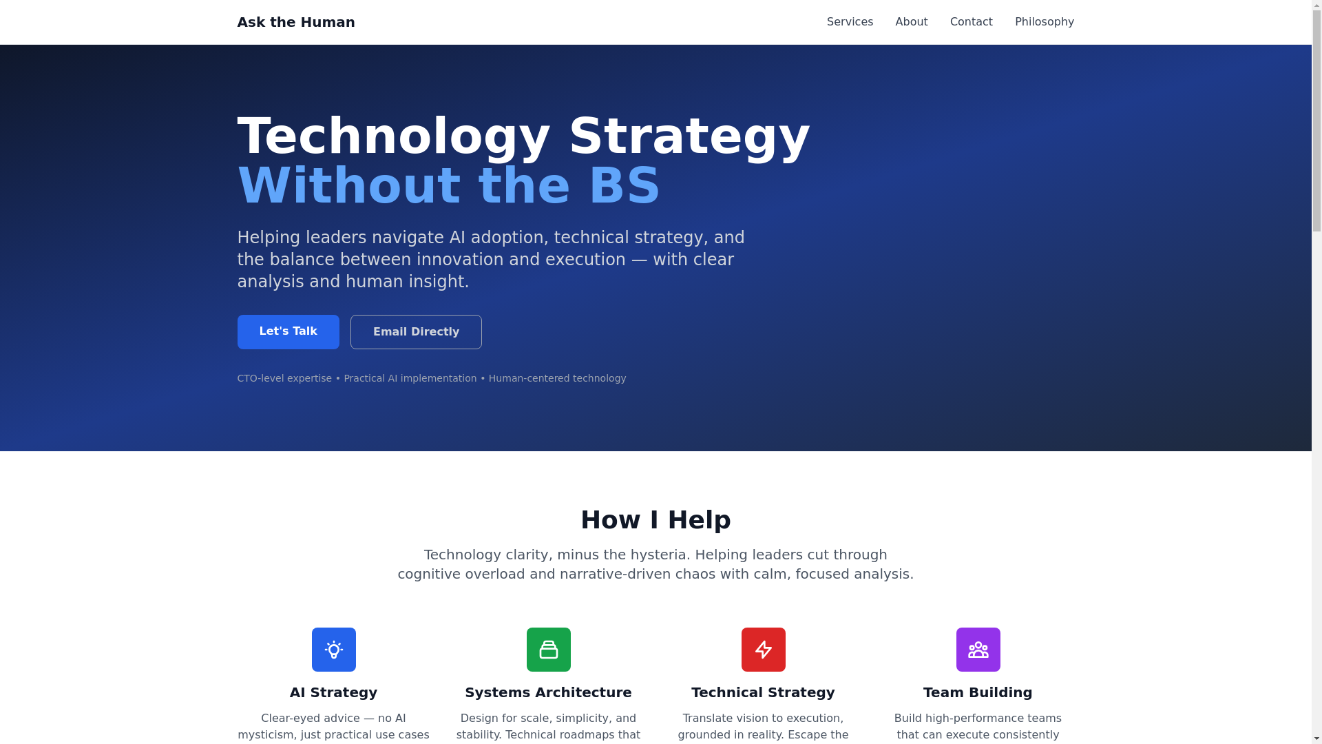 website screenshot of https://ask-the-human.pages.dev/