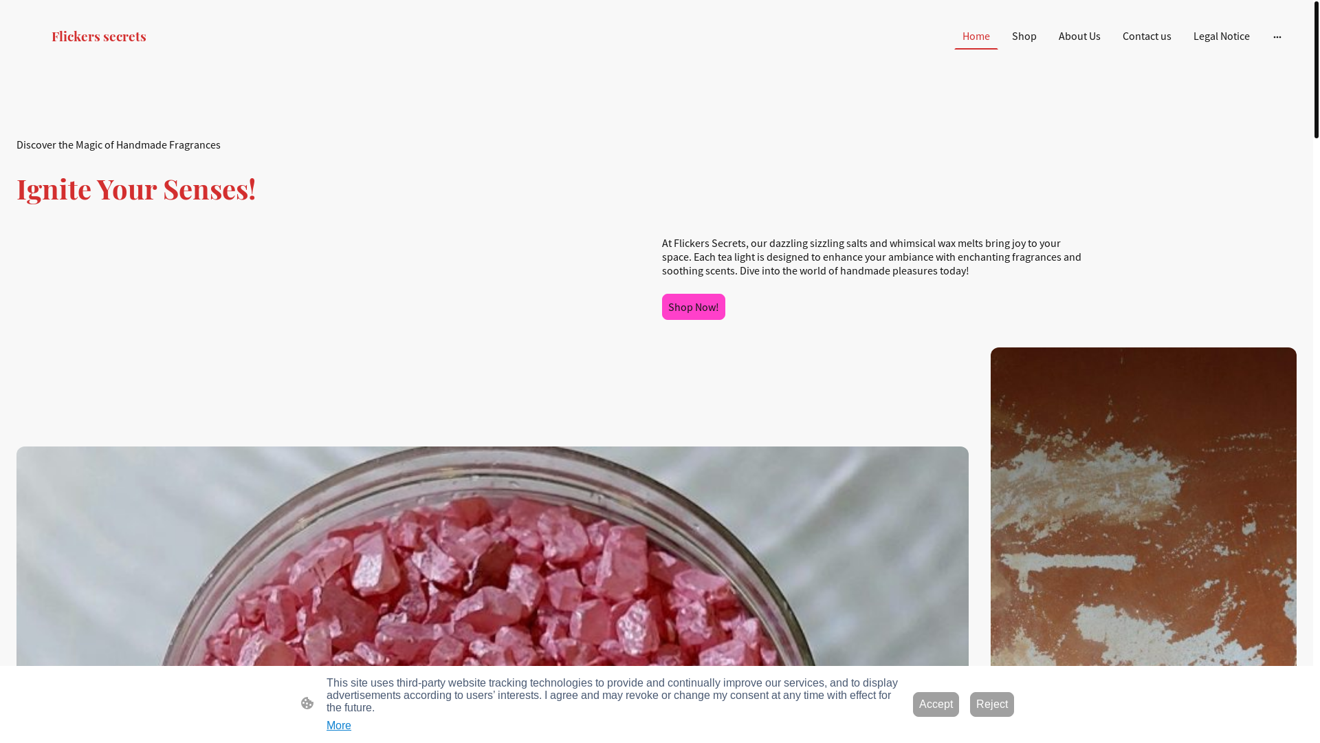 website screenshot of https://flickers-secrets.co.uk/
