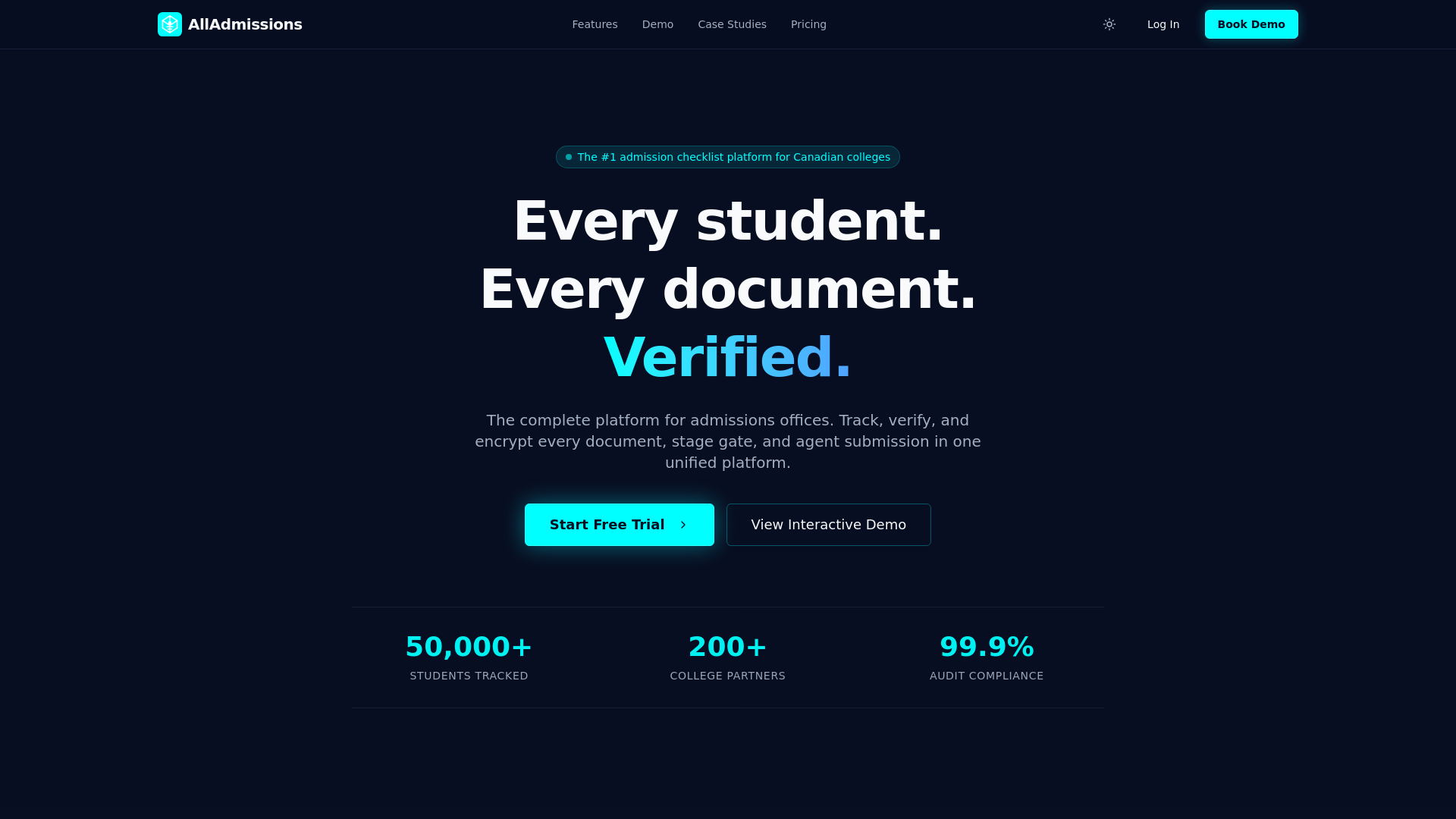 website screenshot of https://alladmissions.ca/