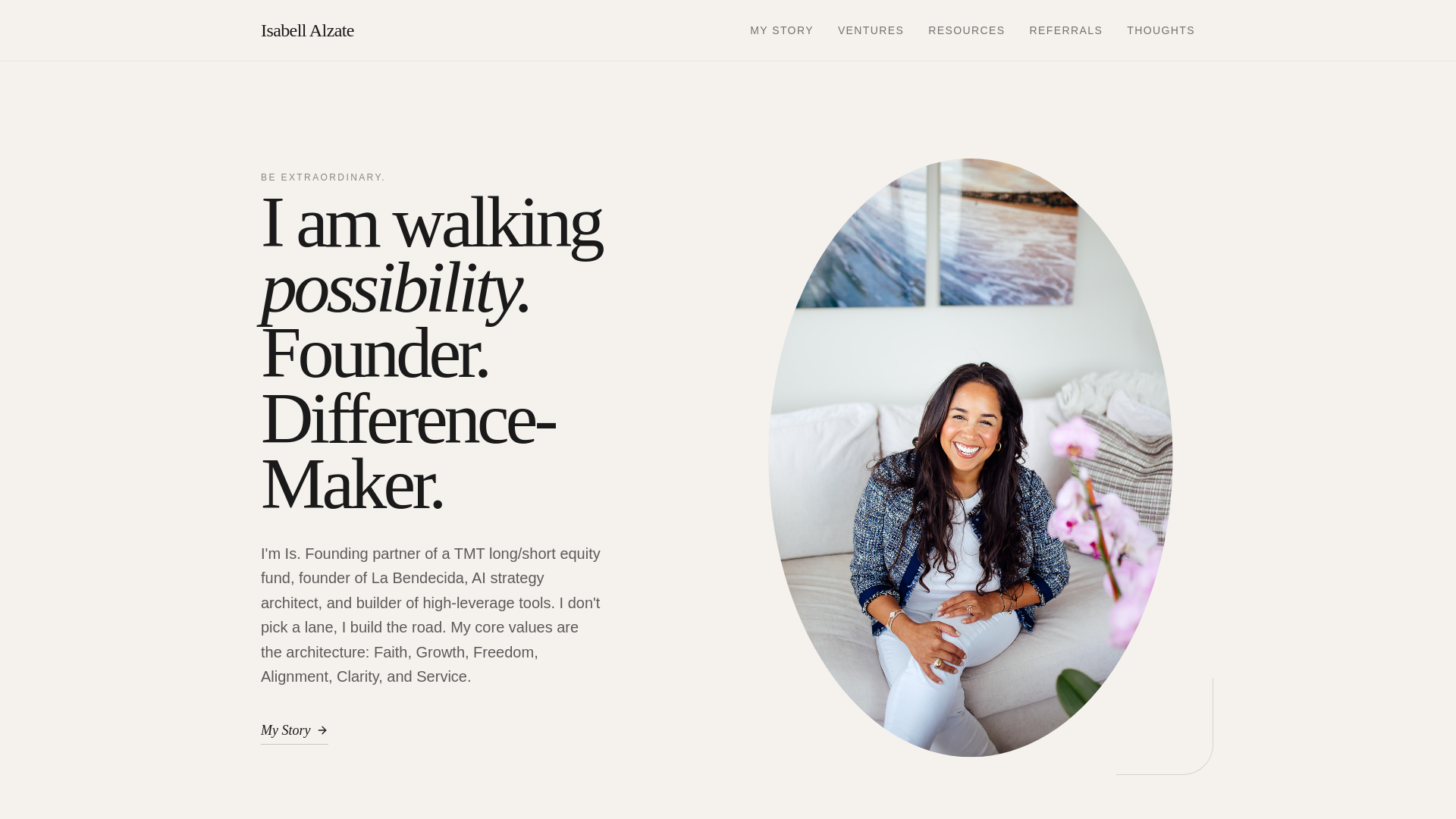 website screenshot of https://isabellalzate.com/