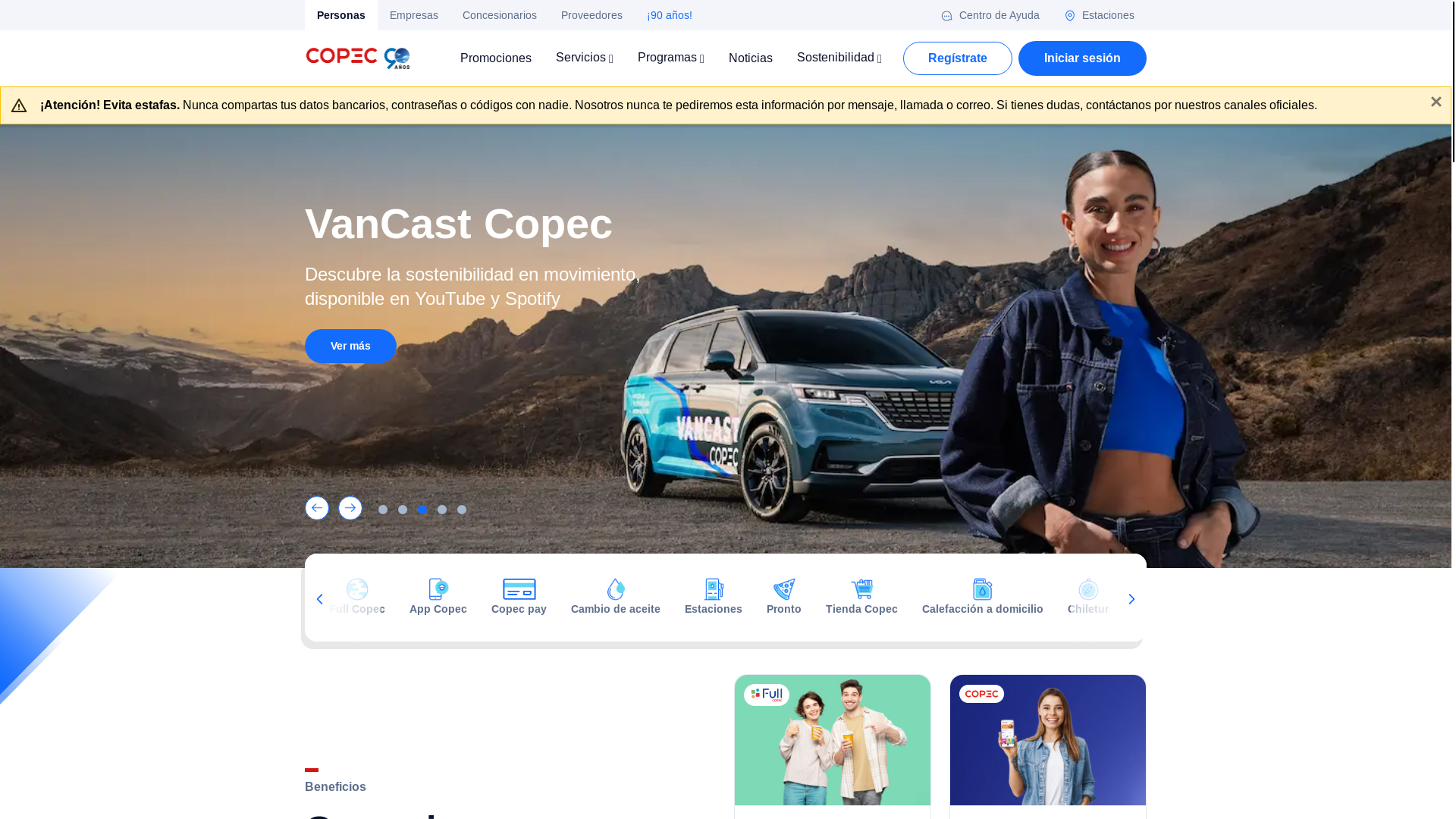 website screenshot of https://Copec.cl