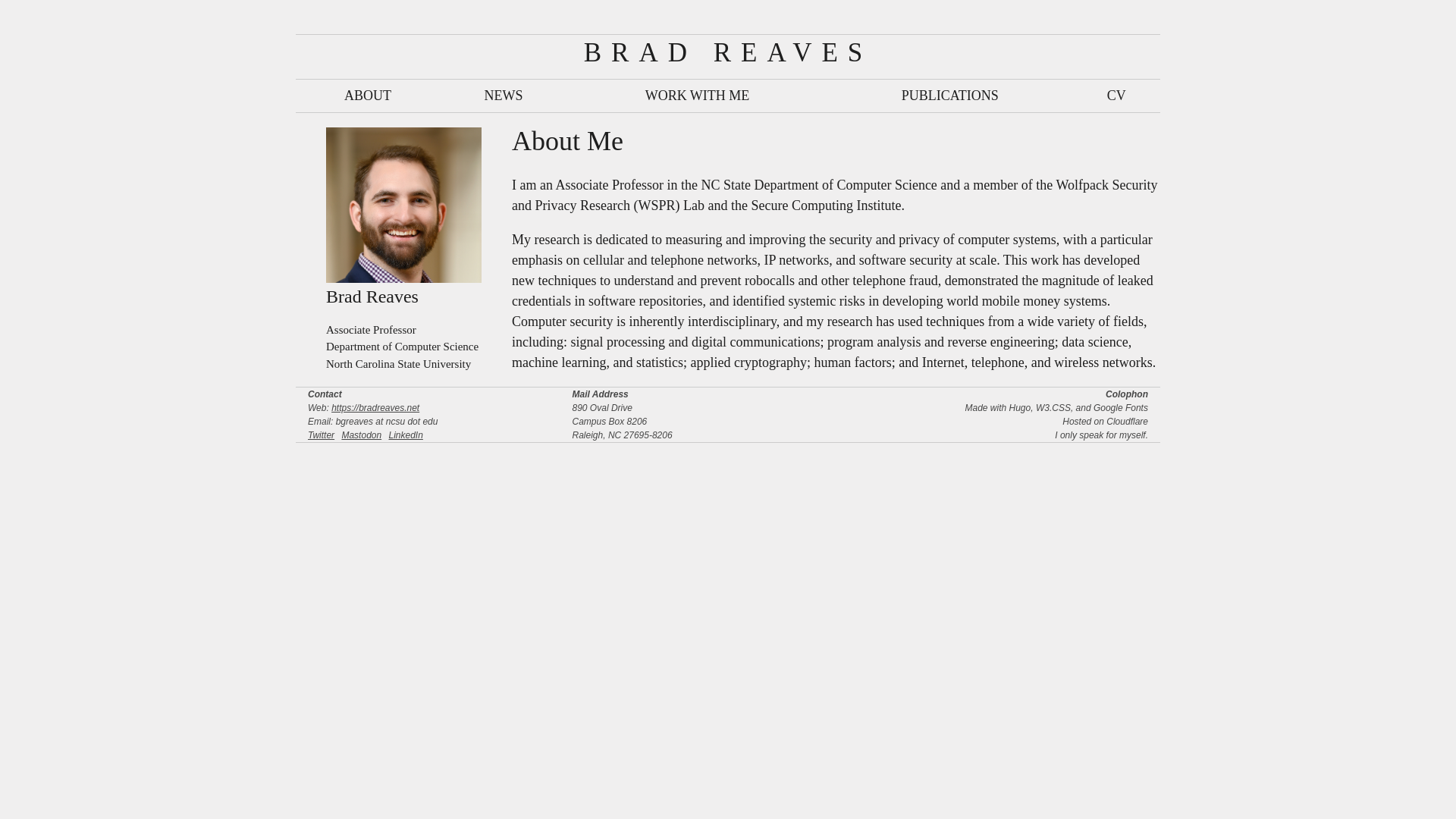 website screenshot of https://bradreaves.pages.dev/