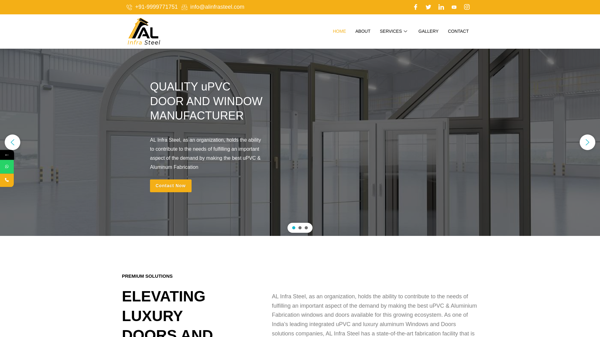 website screenshot of https://alinfrasteel.com/