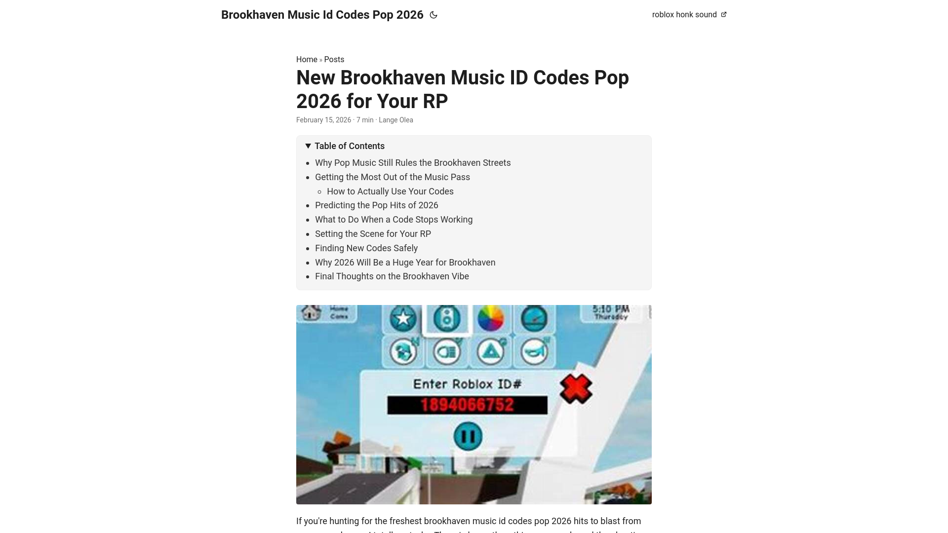 website screenshot of https://brookhaven-music-id-codes-pop-2026.pages.dev/
