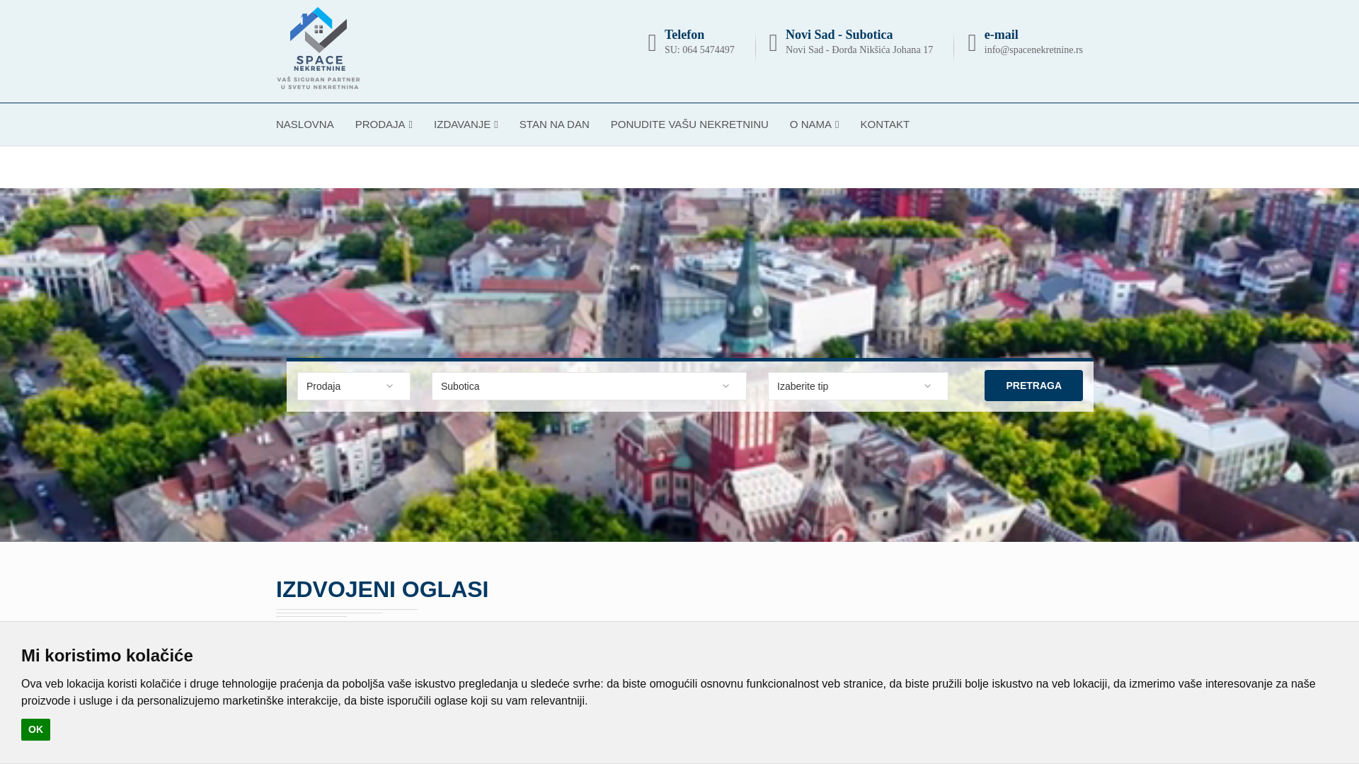 website screenshot of https://spacenekretnine.rs