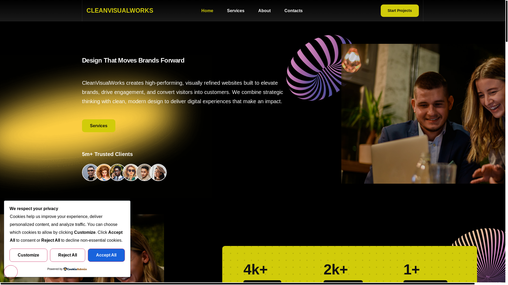 website screenshot of https://cleanvisualworks.com/