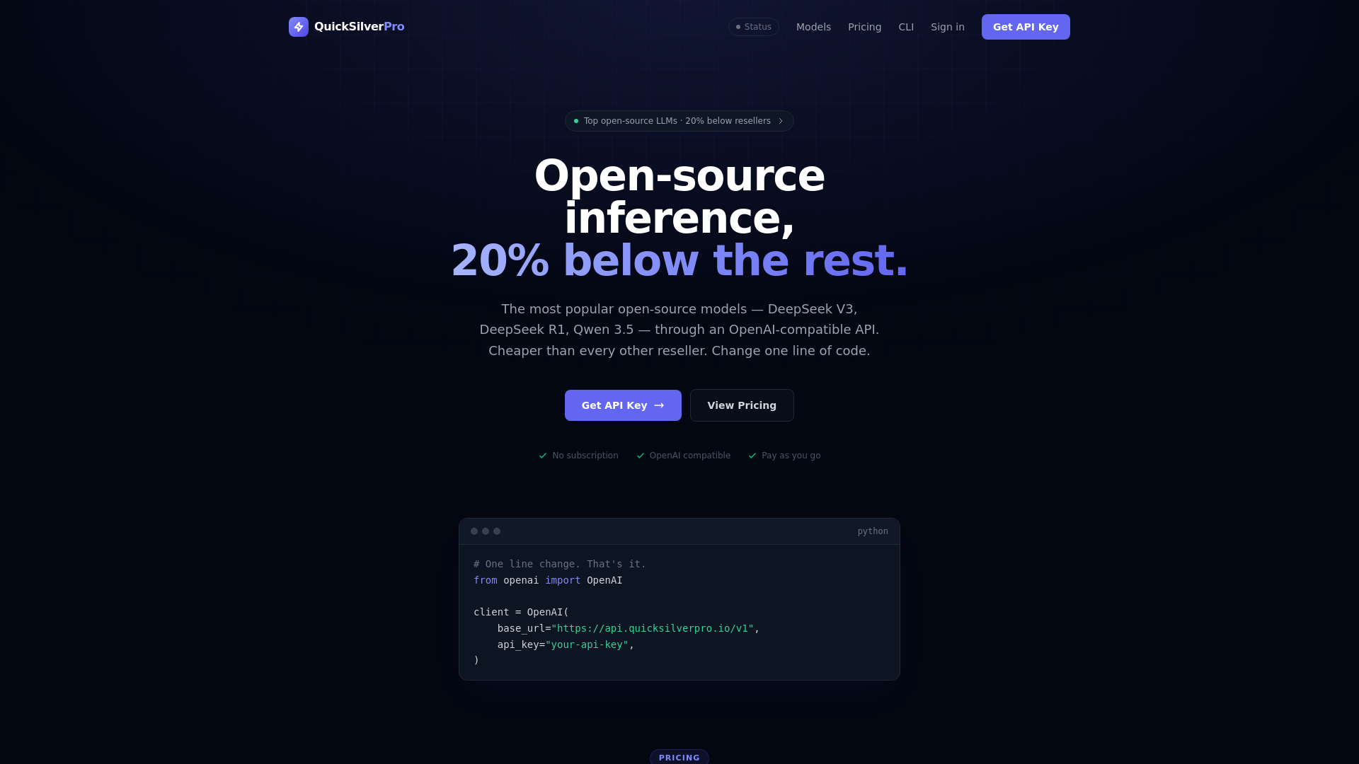 website screenshot of https://quicksilverpro.pages.dev/