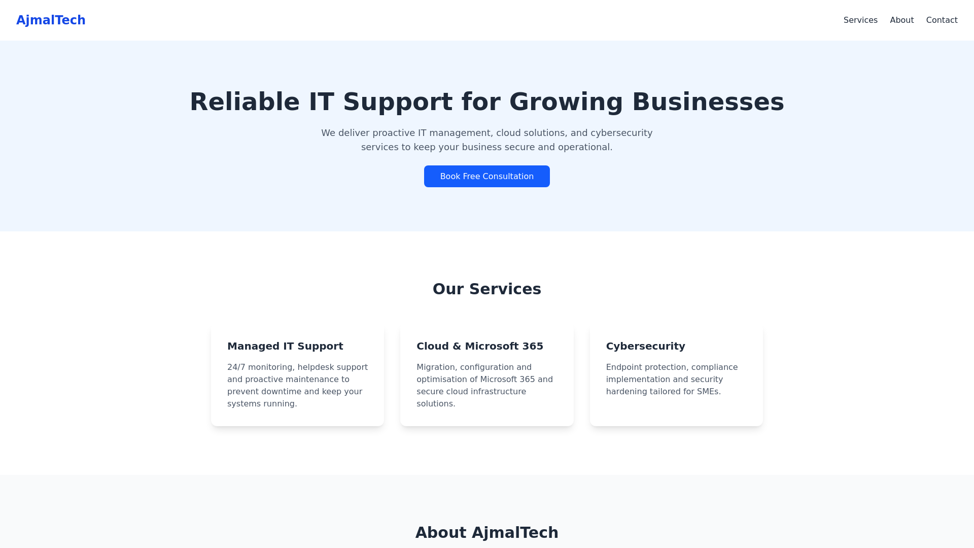 website screenshot of https://ajmaltech-website.pages.dev/