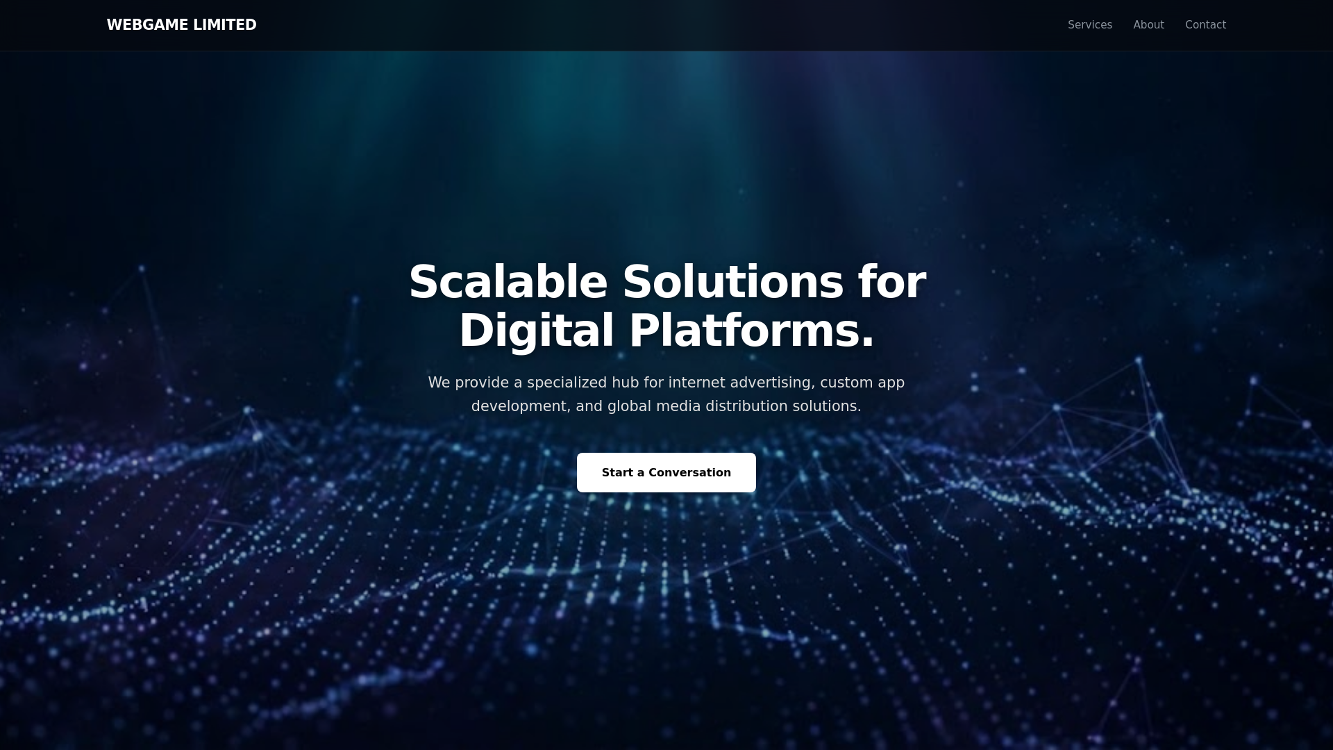 website screenshot of https://webgamelimited.com