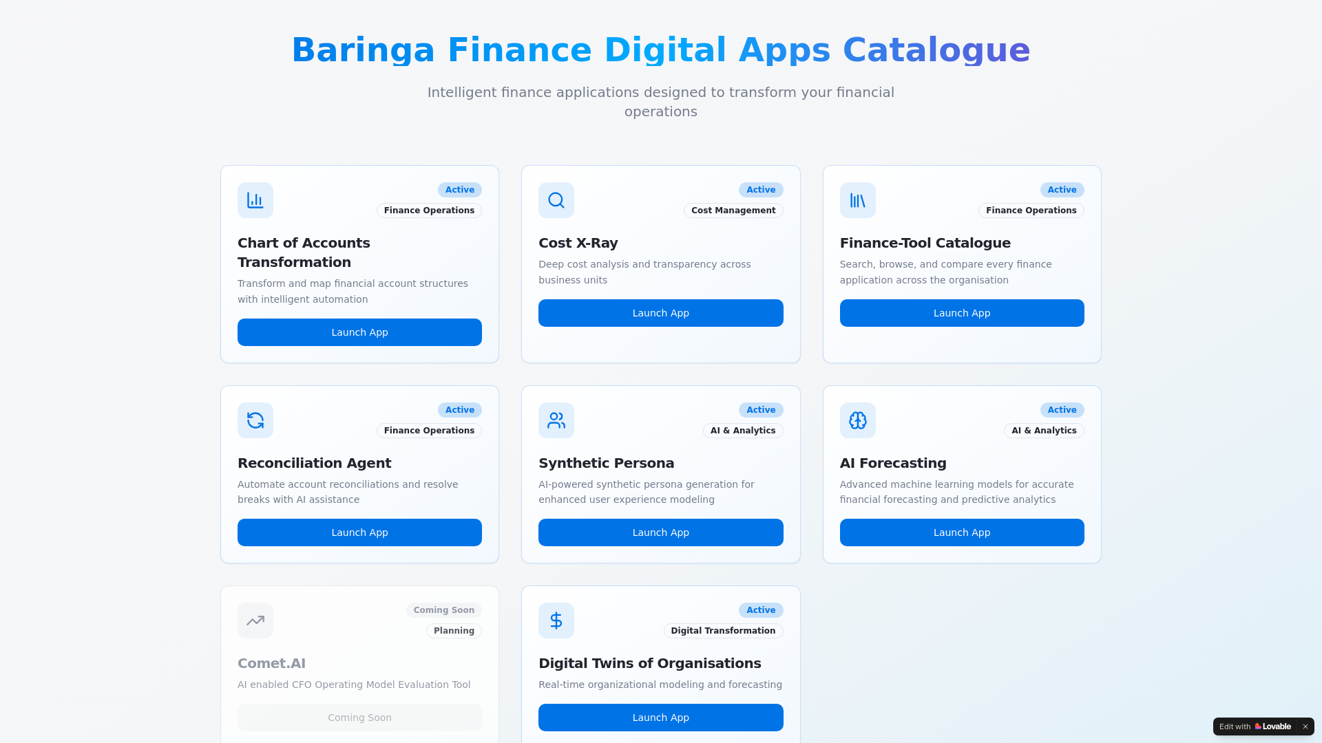 website screenshot of https://cfoaappsdemo.cloud/