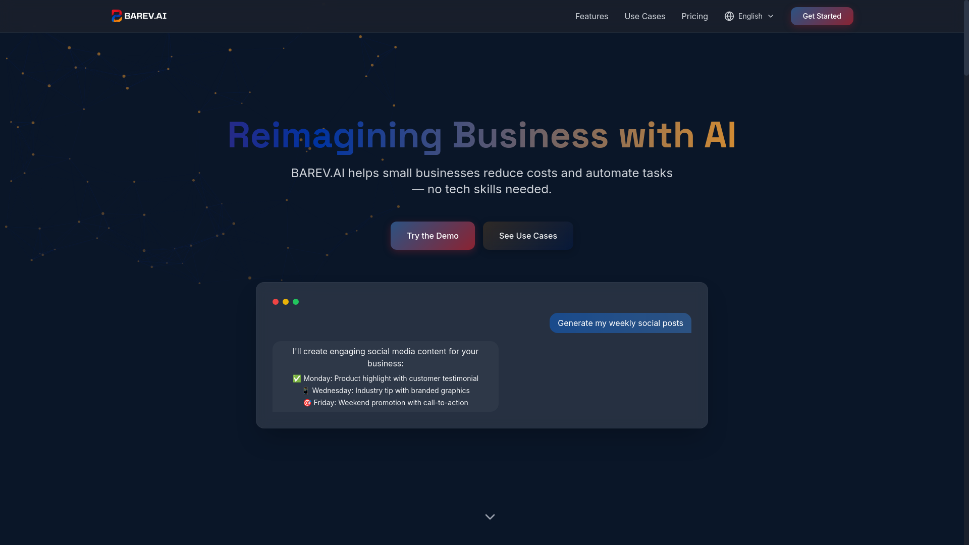 website screenshot of https://barev-ai-landing.pages.dev/