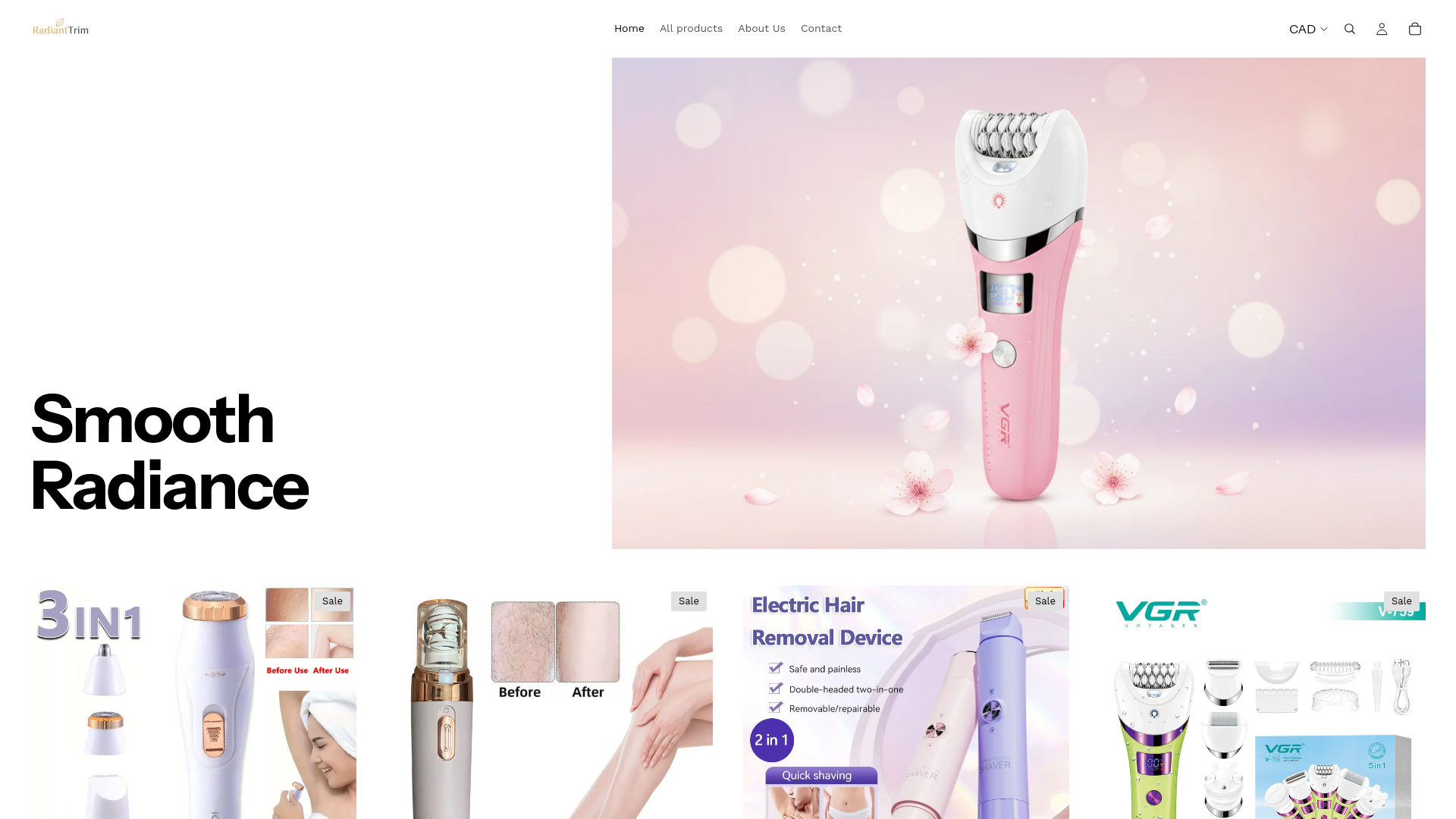 website screenshot of https://radianttrim.space