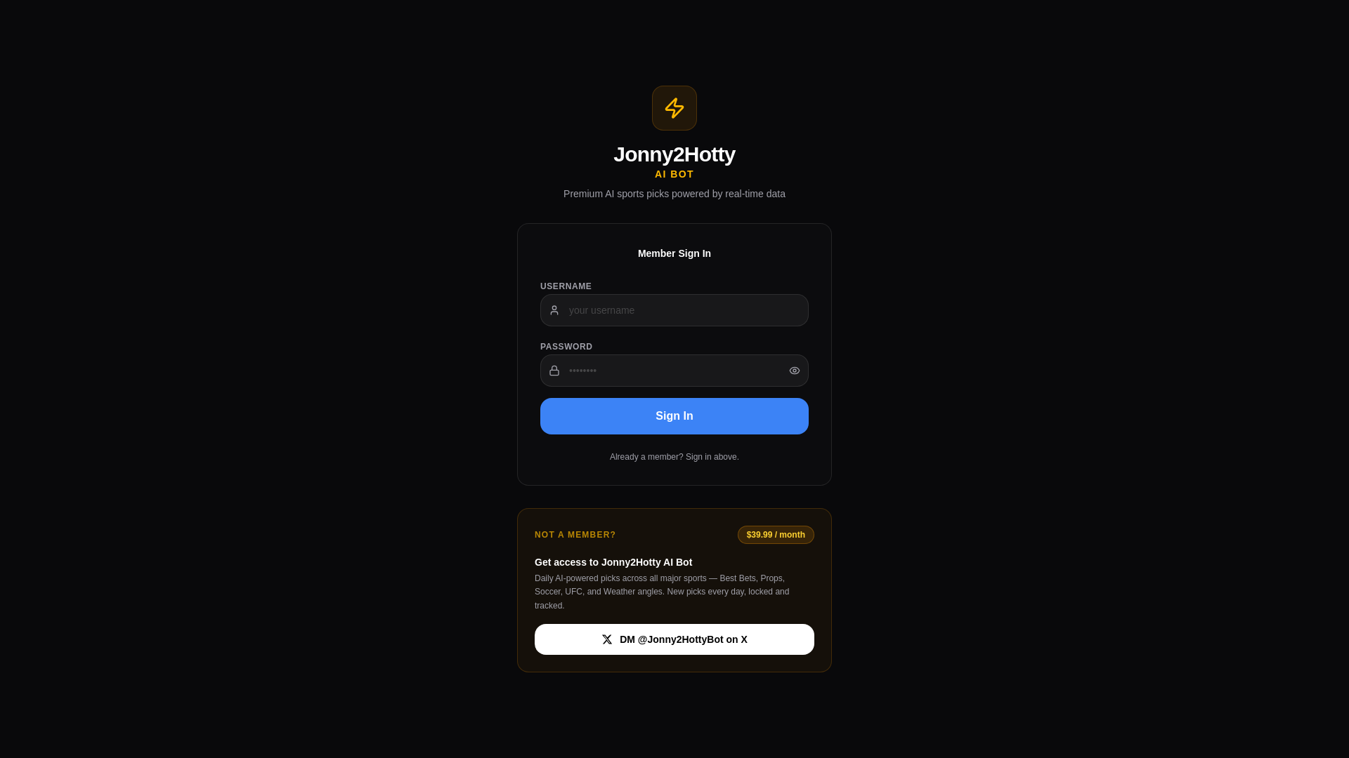 website screenshot of https://jonny2hottyaibot.com