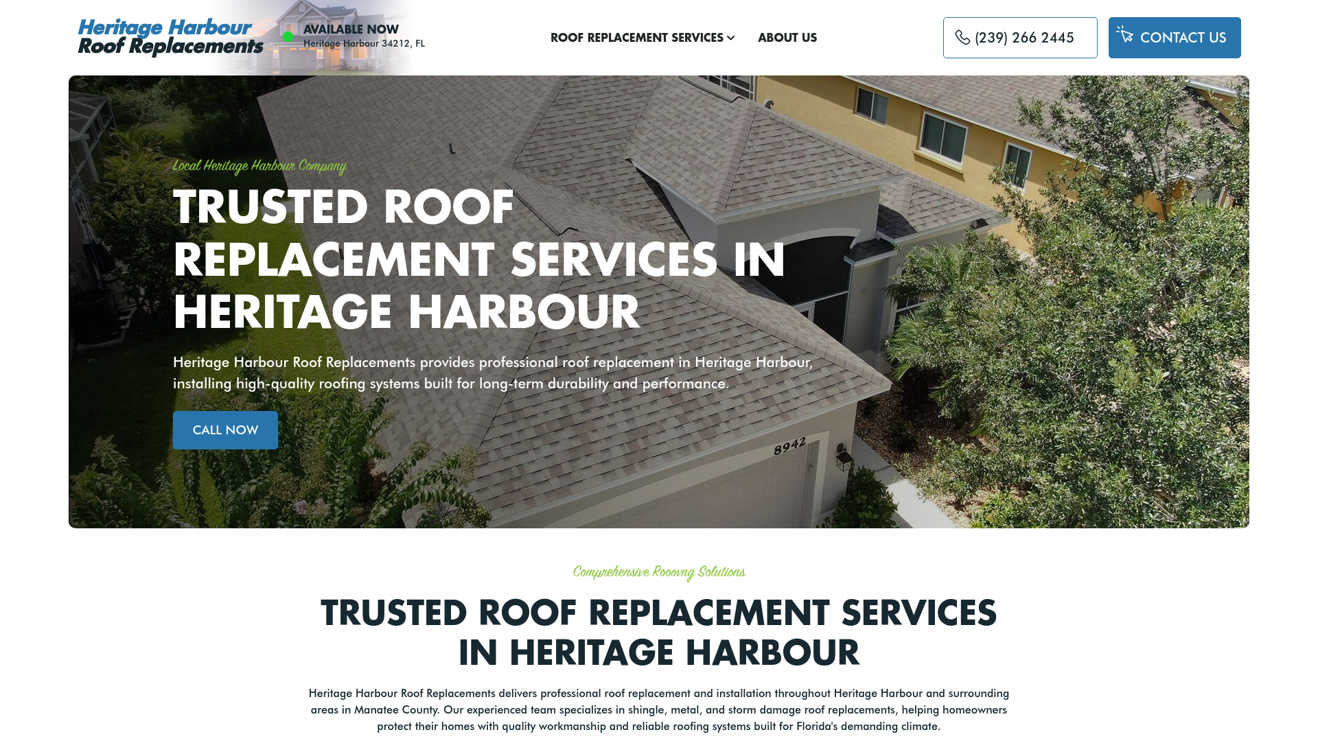 website screenshot of https://heritageharbourroofreplacement.com