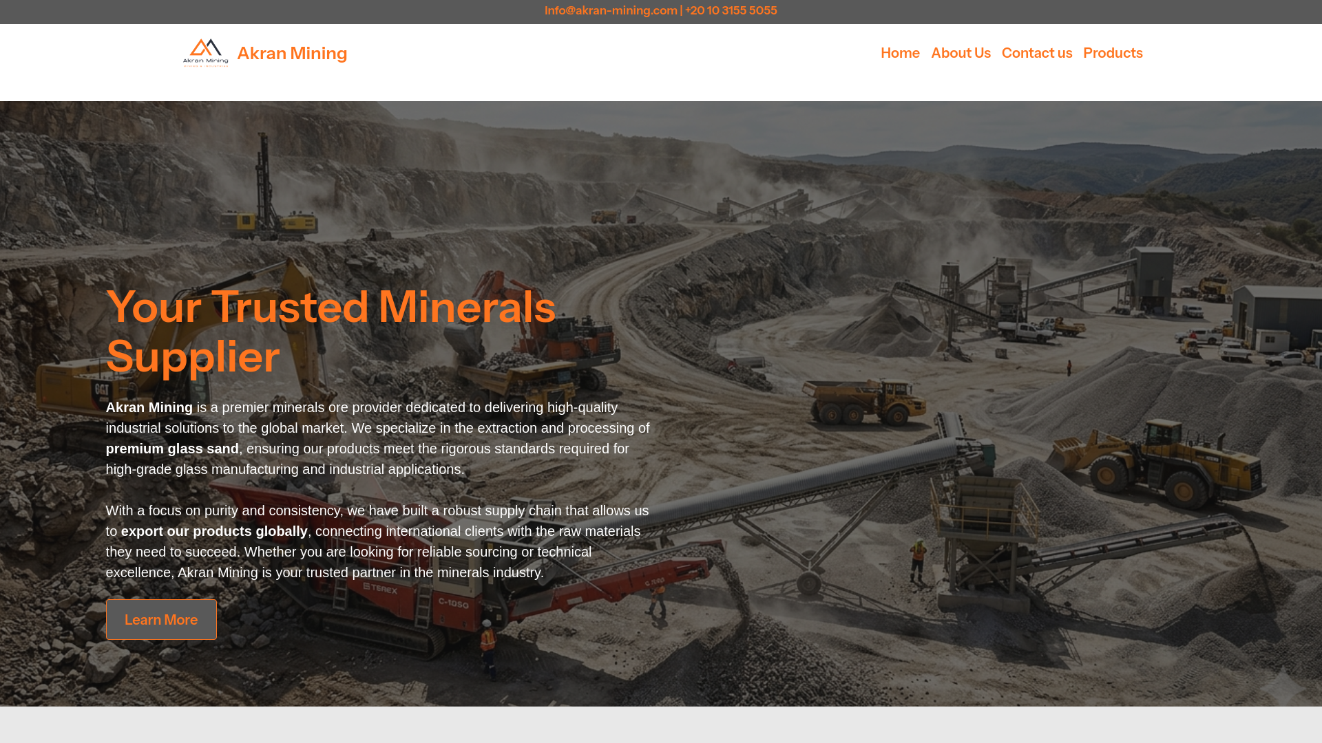 website screenshot of https://akran-mining.com/
