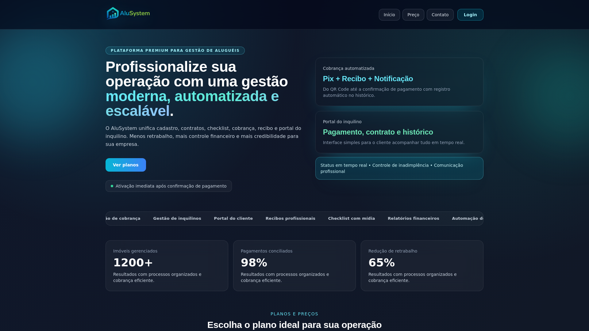 website screenshot of https://alusystem.com.br/