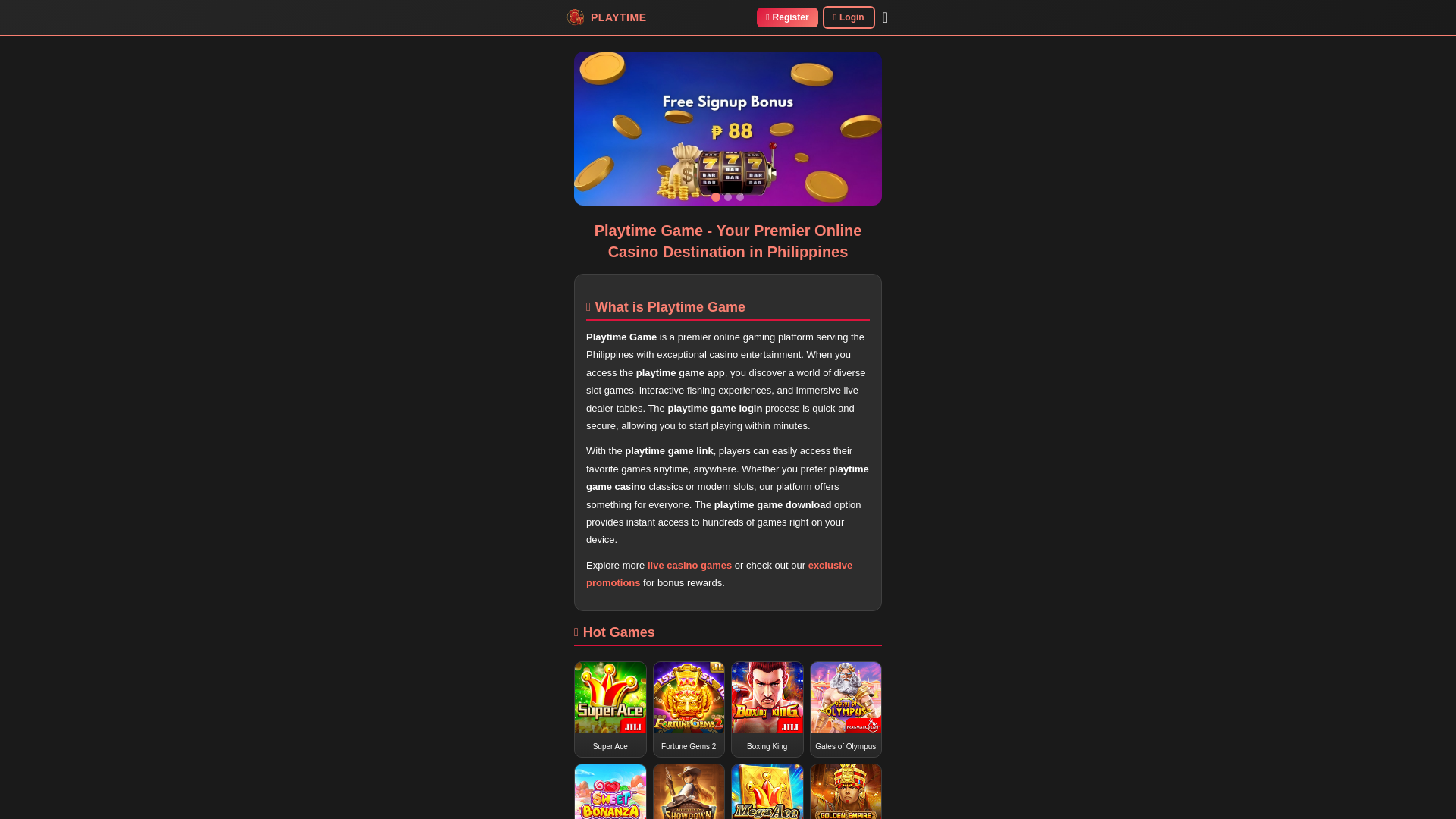 website screenshot of https://playtimegame.sbs/