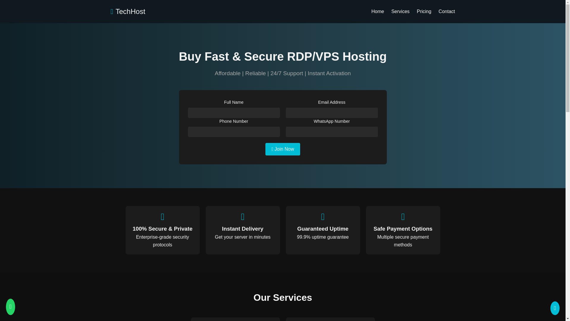 website screenshot of https://techhost.app/