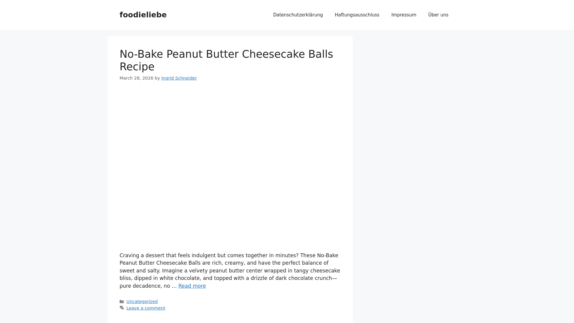 website screenshot of https://foodieliebe.com/