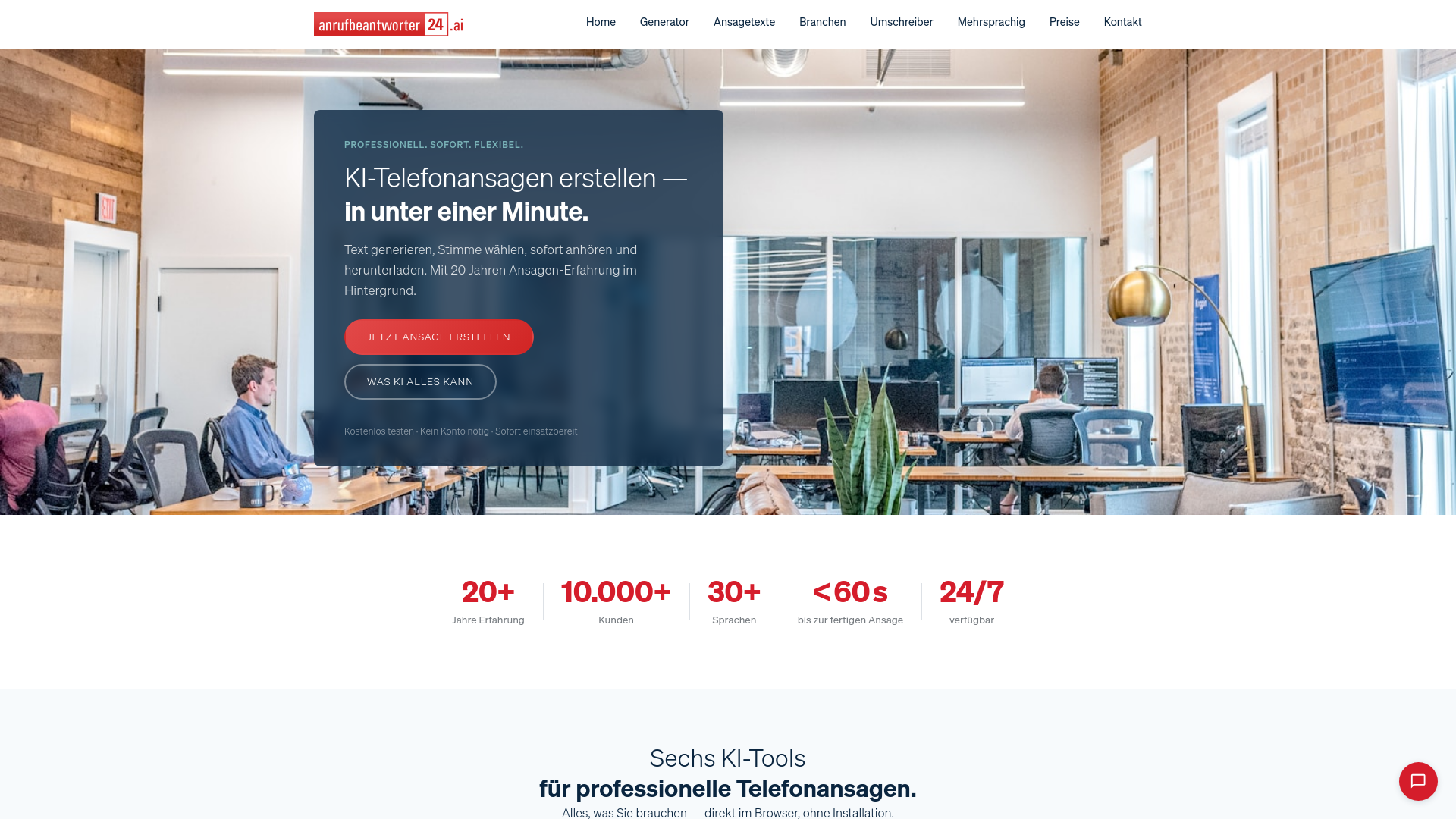 website screenshot of https://ab24.ai/