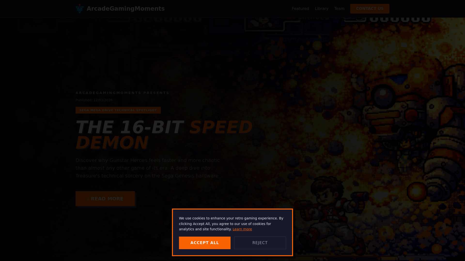 website screenshot of https://arcadegamingmoments.com/