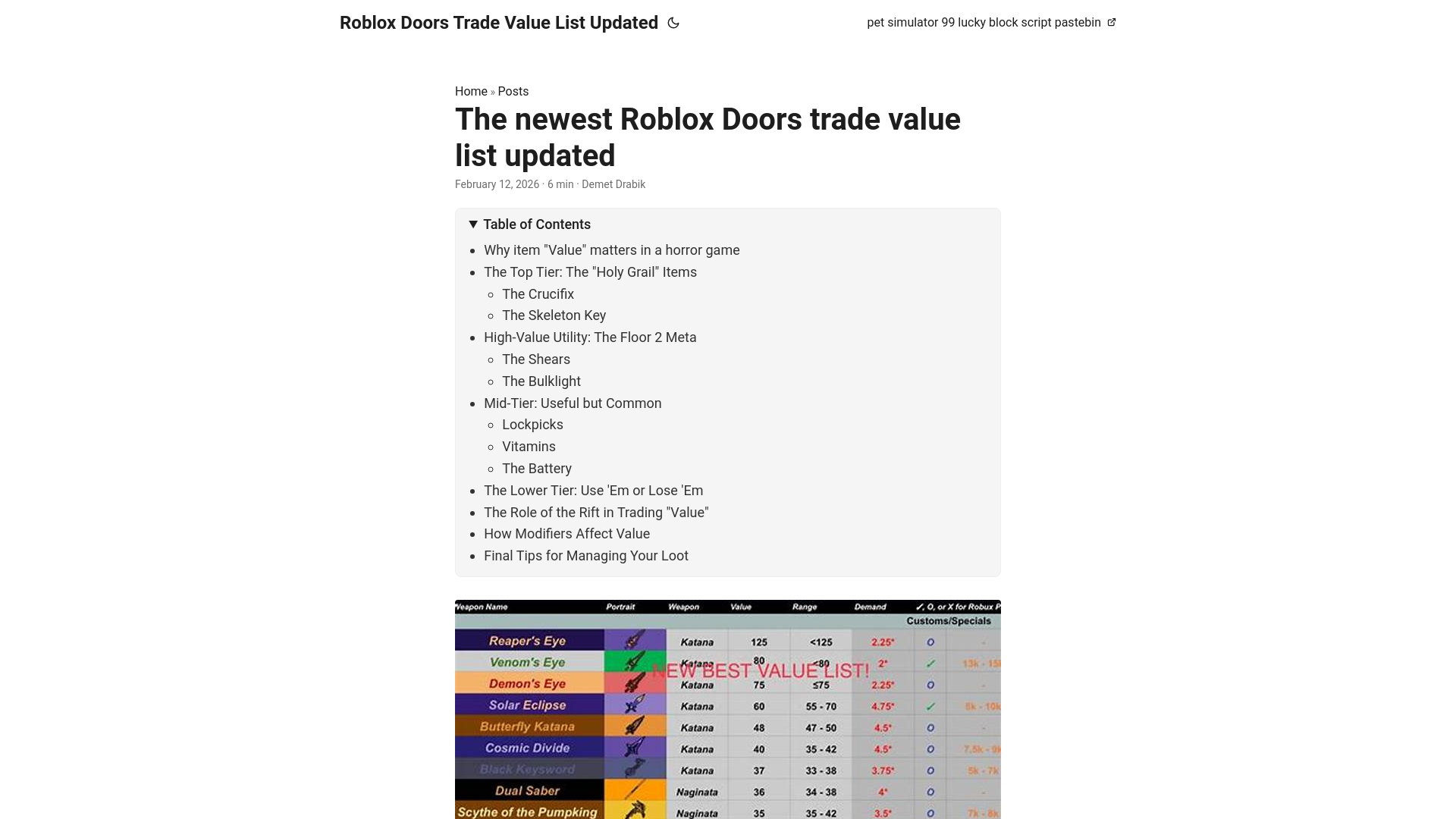 website screenshot of https://roblox-doors-trade-value-list-updated.pages.dev/