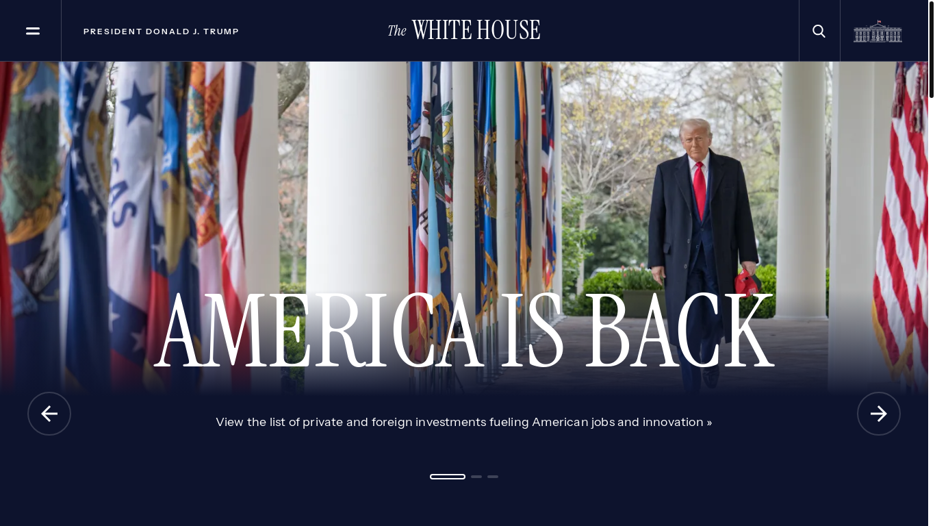 website screenshot of https://www.whitehouse.gov/