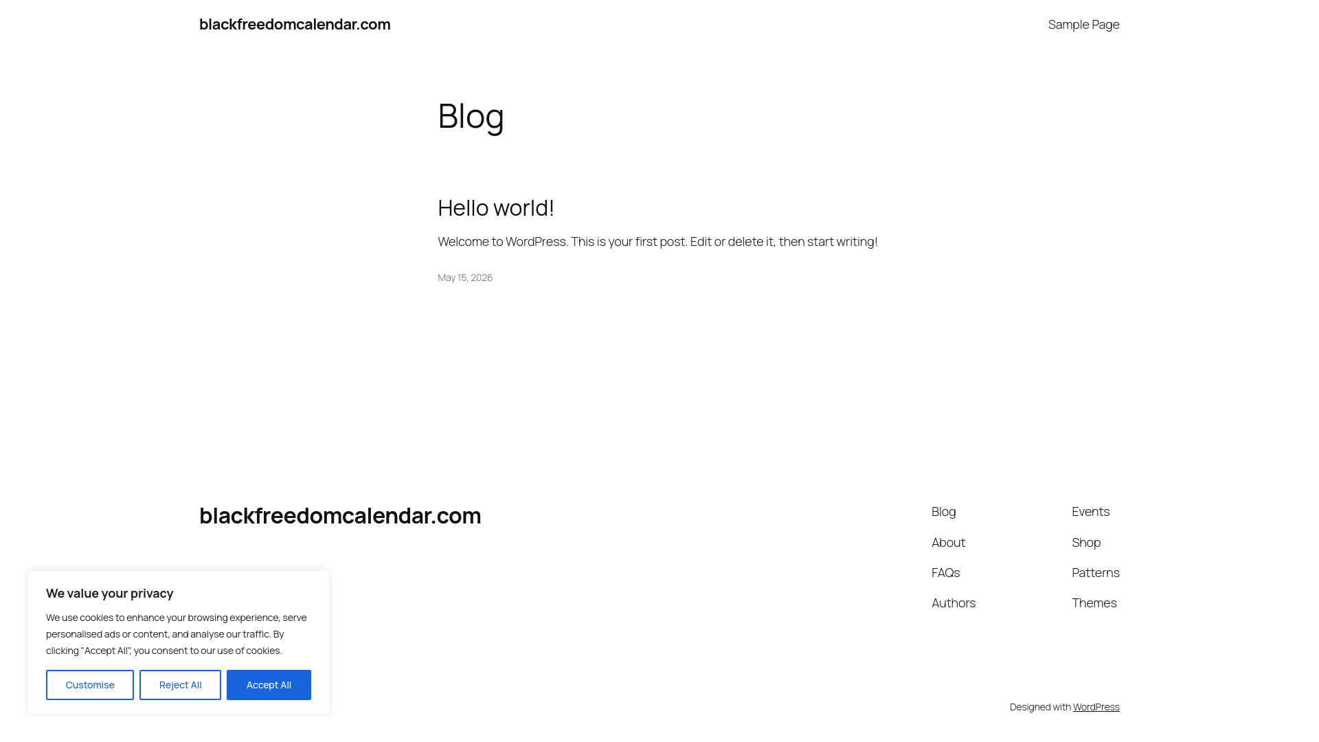 website screenshot of https://blackfreedomcalendar.com/