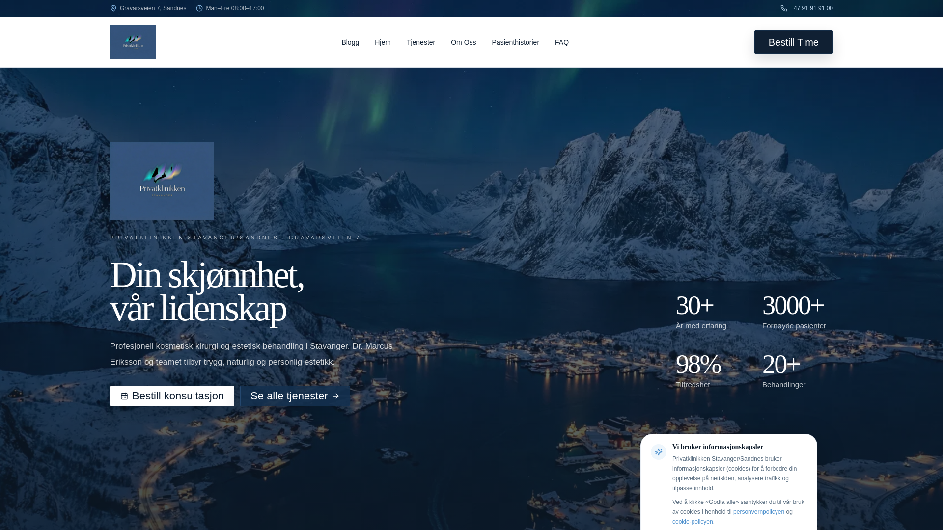 website screenshot of https://privatklinikken-stavanger.com/