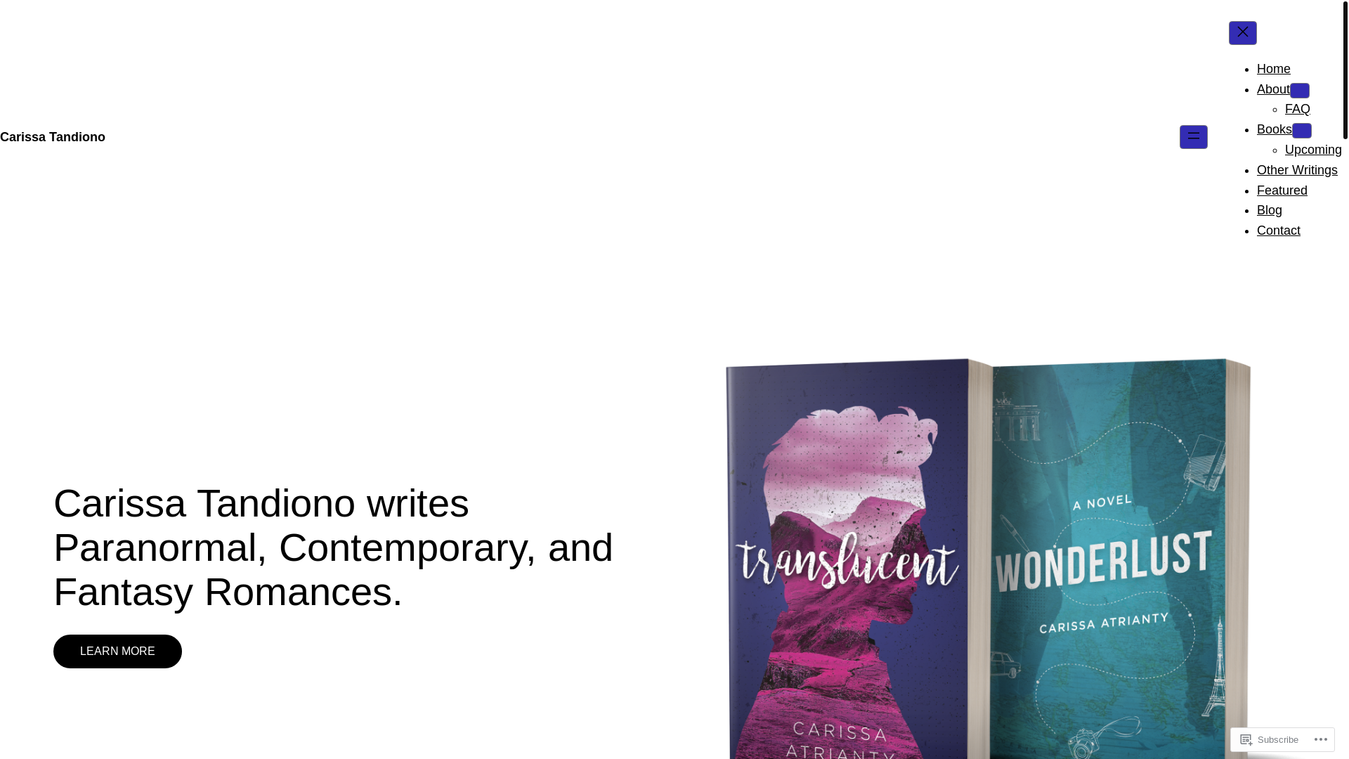 website screenshot of https://carissatandiono.com/