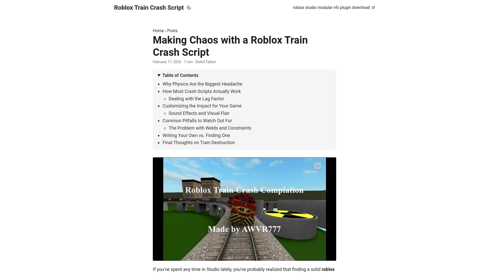 website screenshot of https://roblox-train-crash-script.pages.dev/