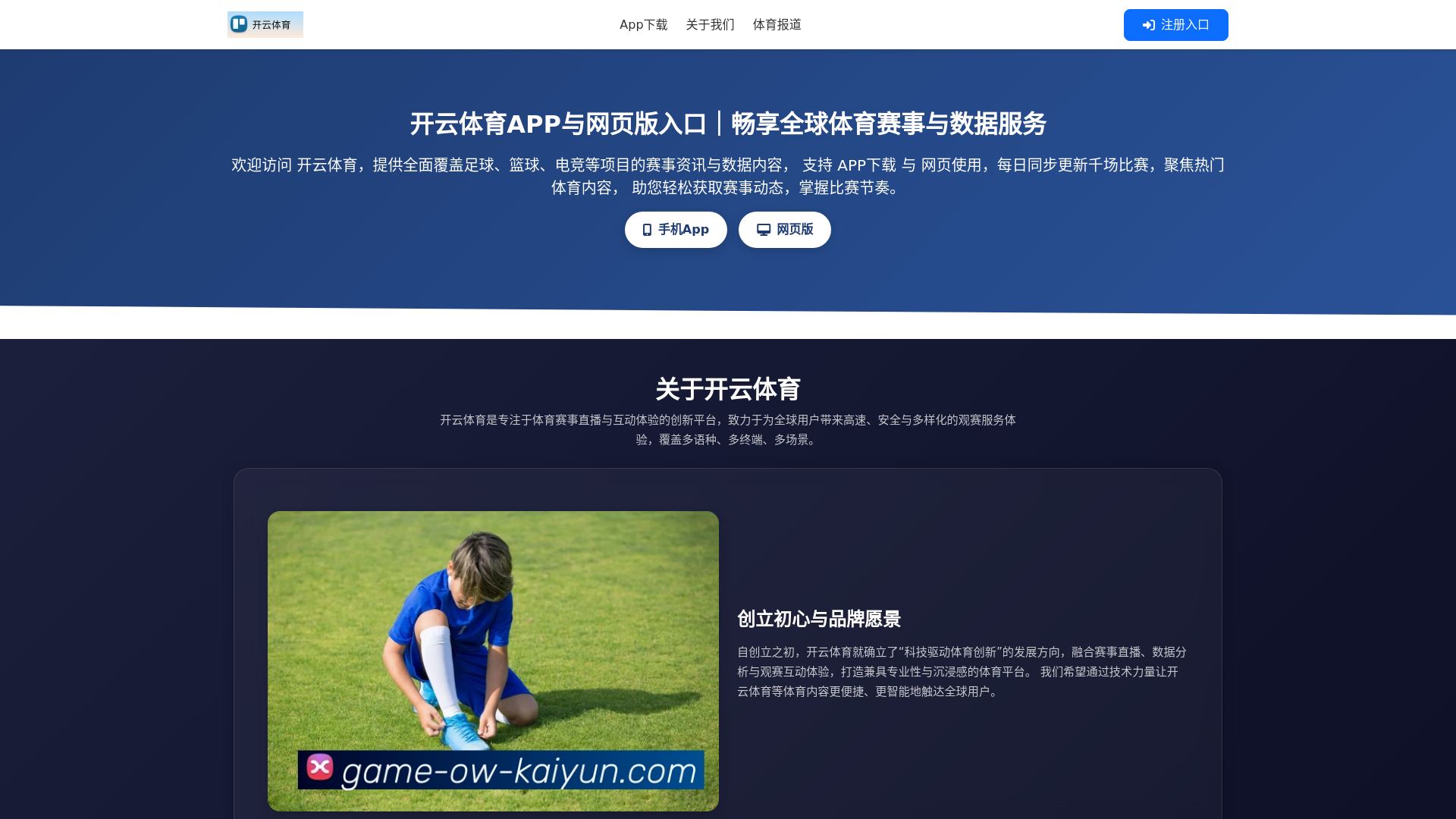 website screenshot of https://game-ow-kaiyun.com/