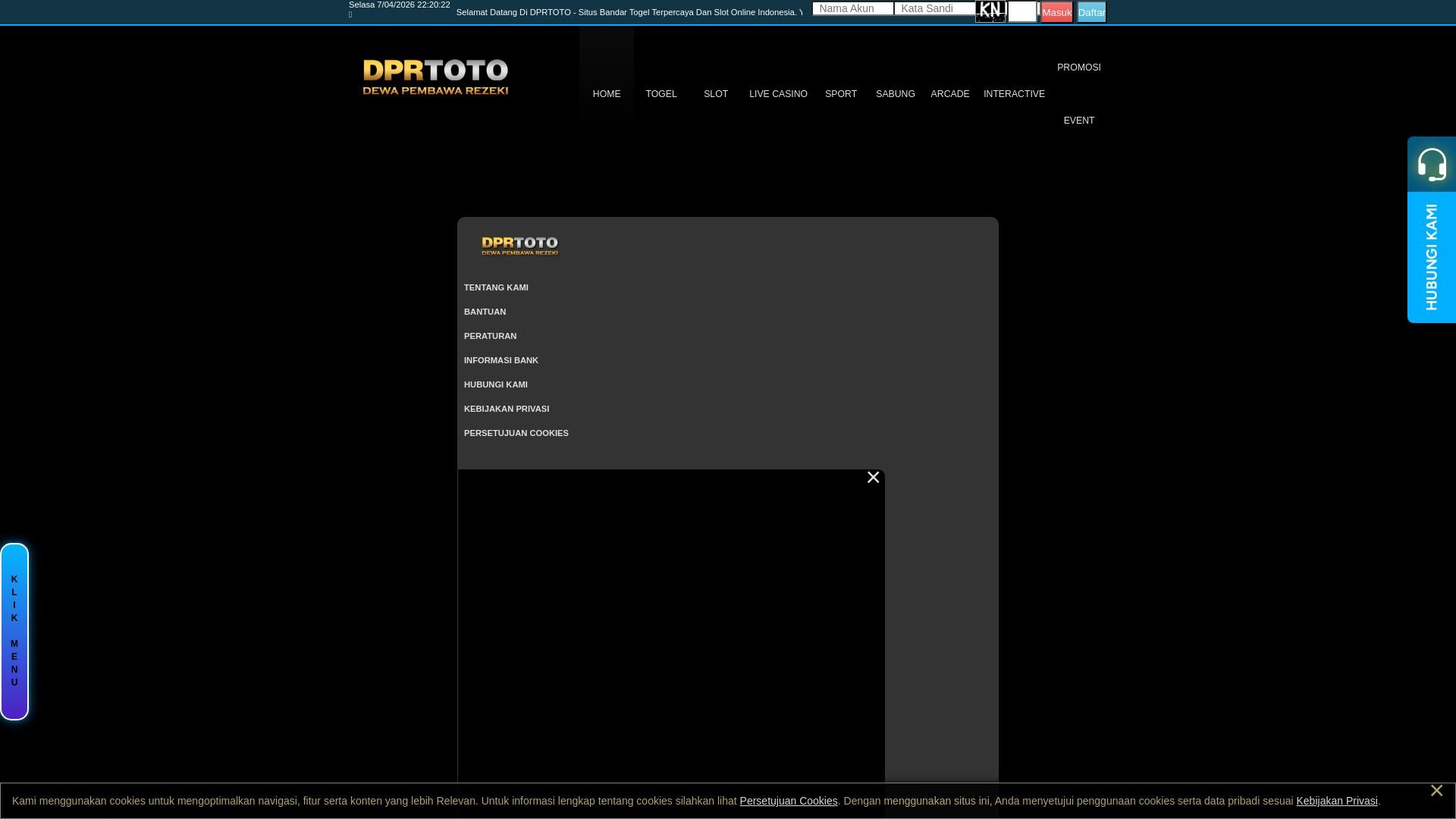 website screenshot of https://dprtoto-days31.site