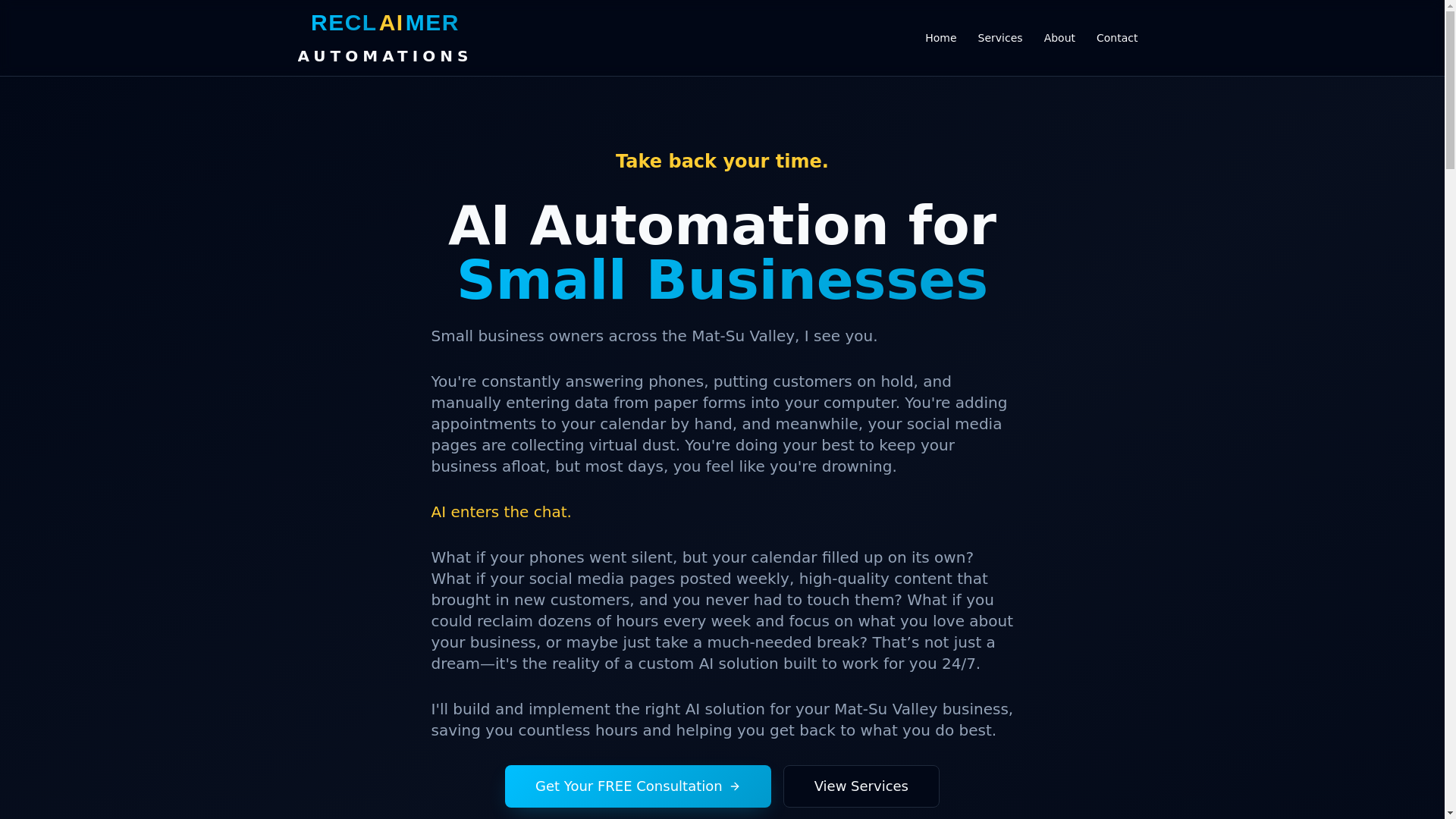 website screenshot of https://reclaimer-automations.pages.dev/