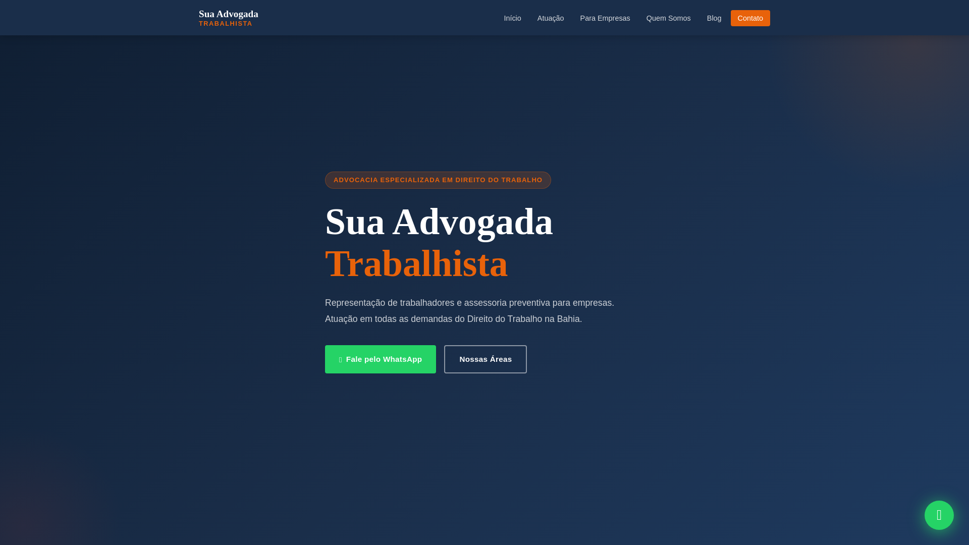 website screenshot of https://suaadvogadatrabalhista.com.br/