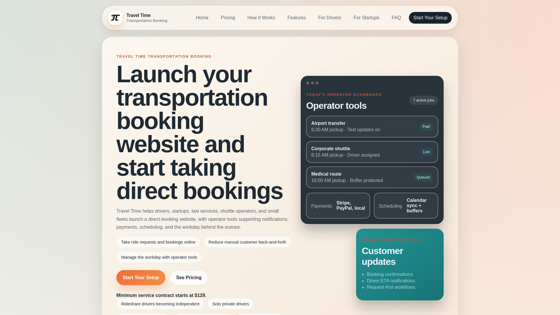 website screenshot of https://traveltime.taxi/