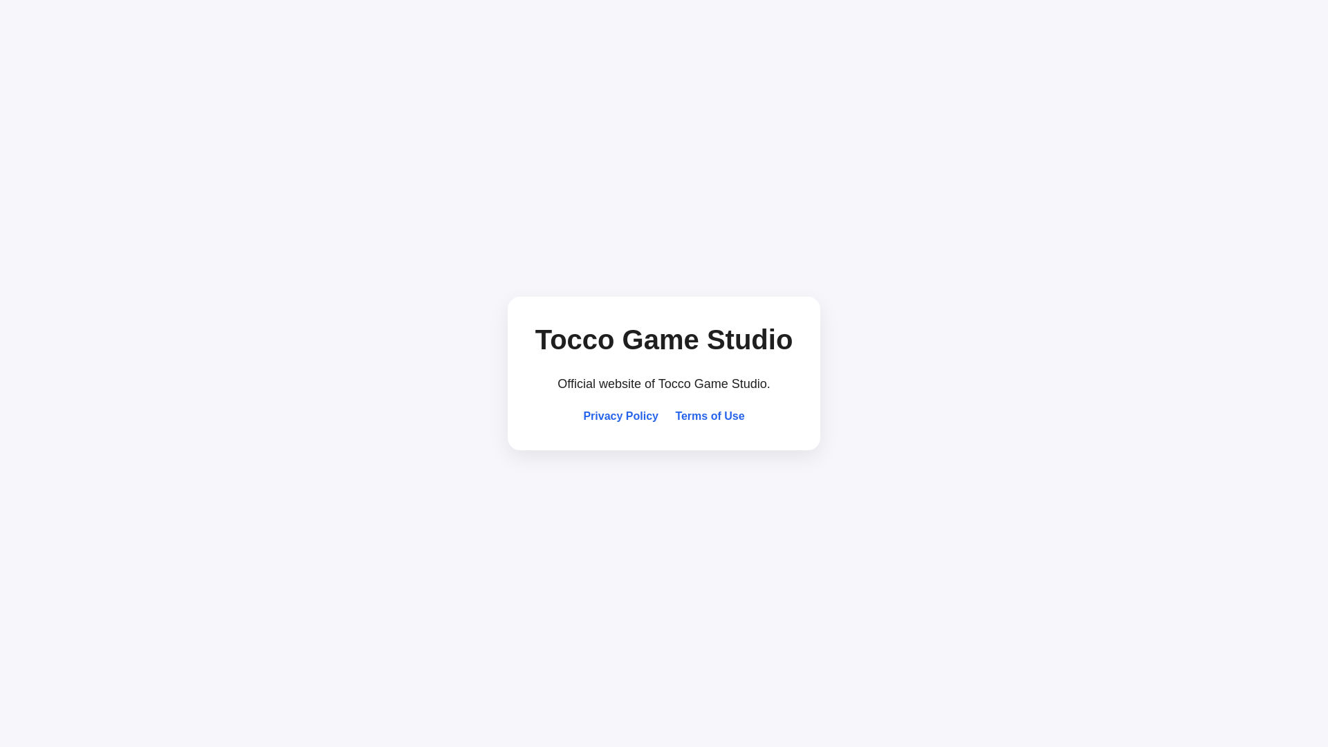 website screenshot of https://toccogamestudio.com/
