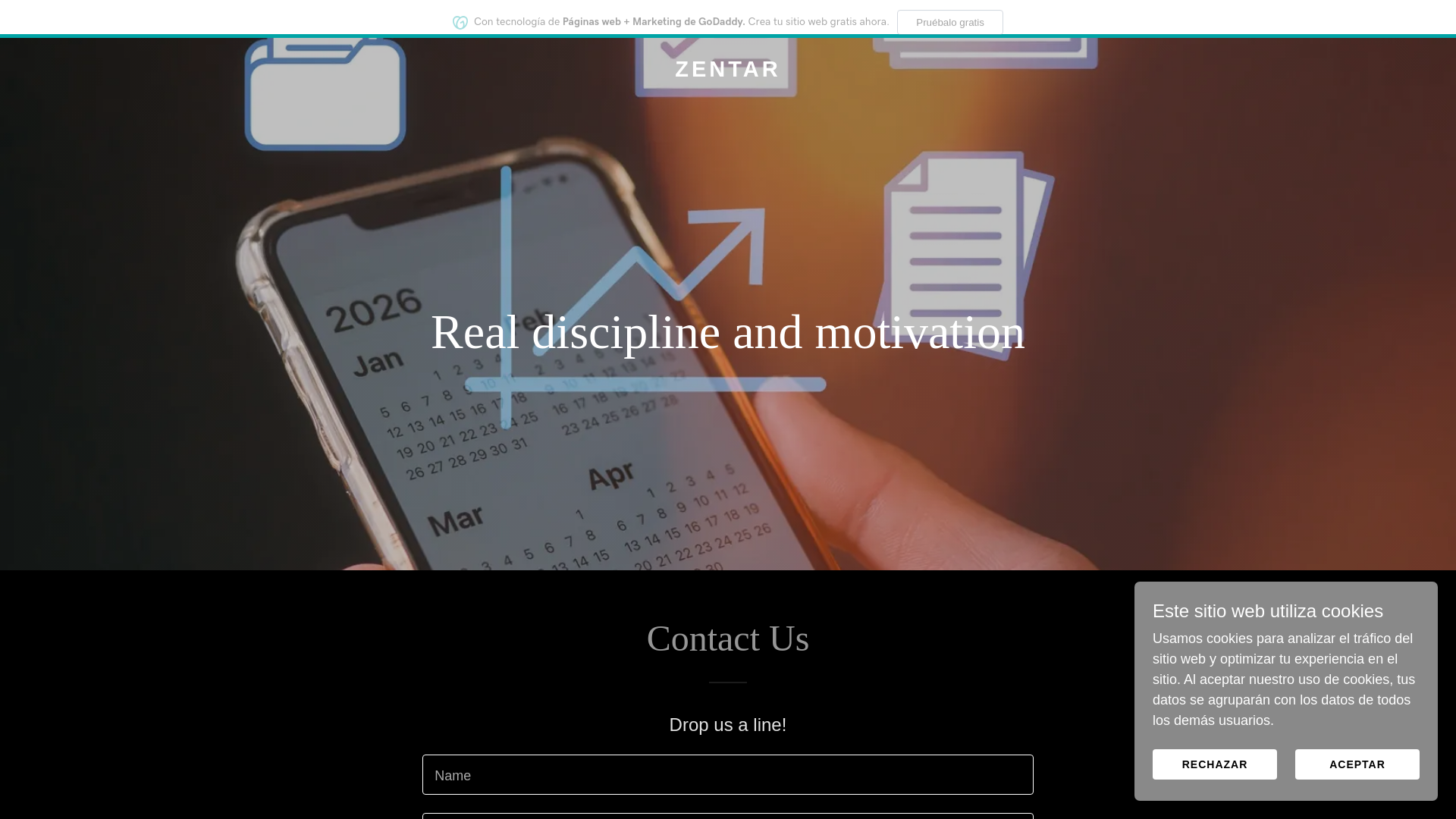 website screenshot of https://zentar.app/
