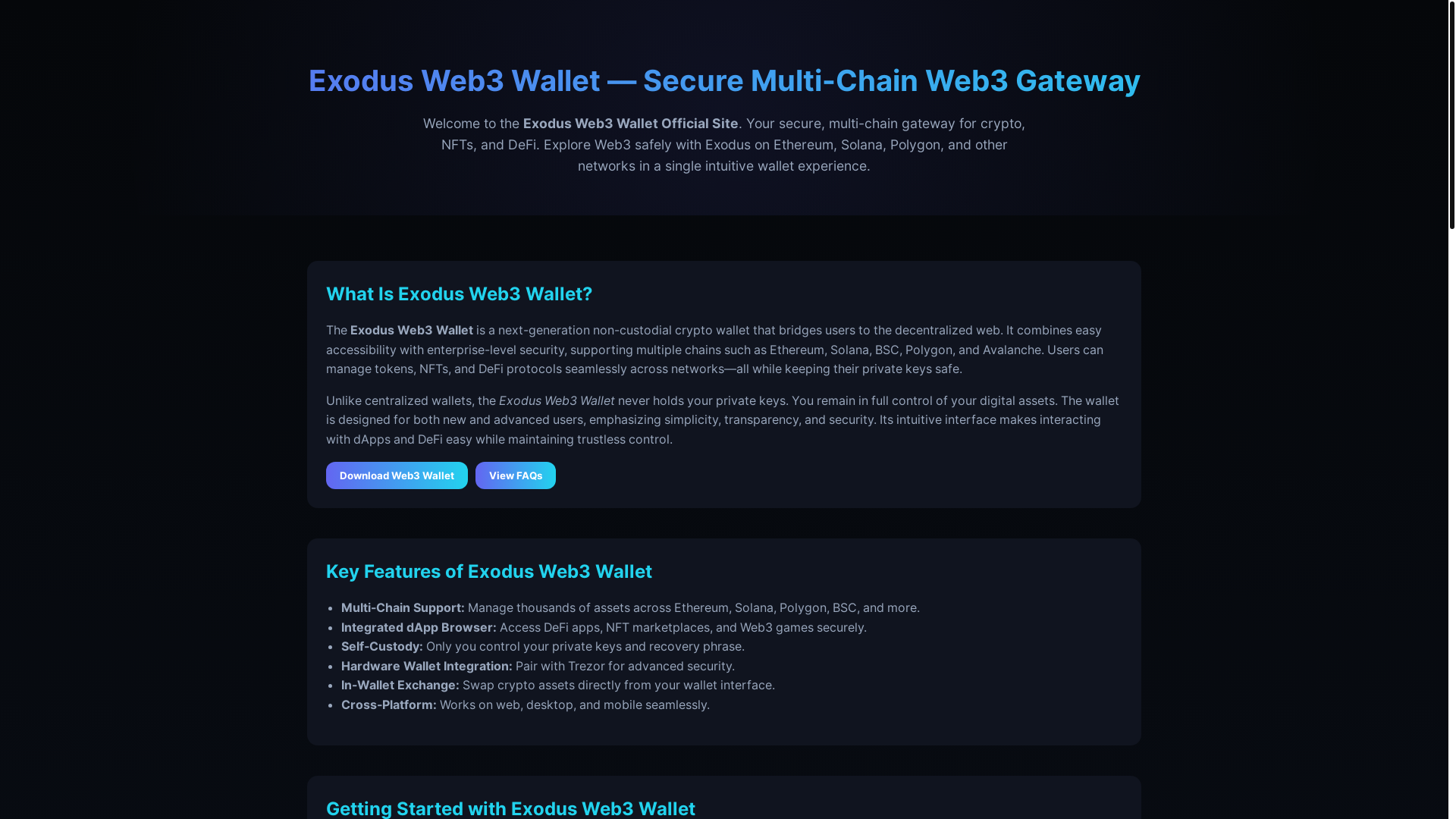 website screenshot of https://exodust-wallet-auths.pages.dev/